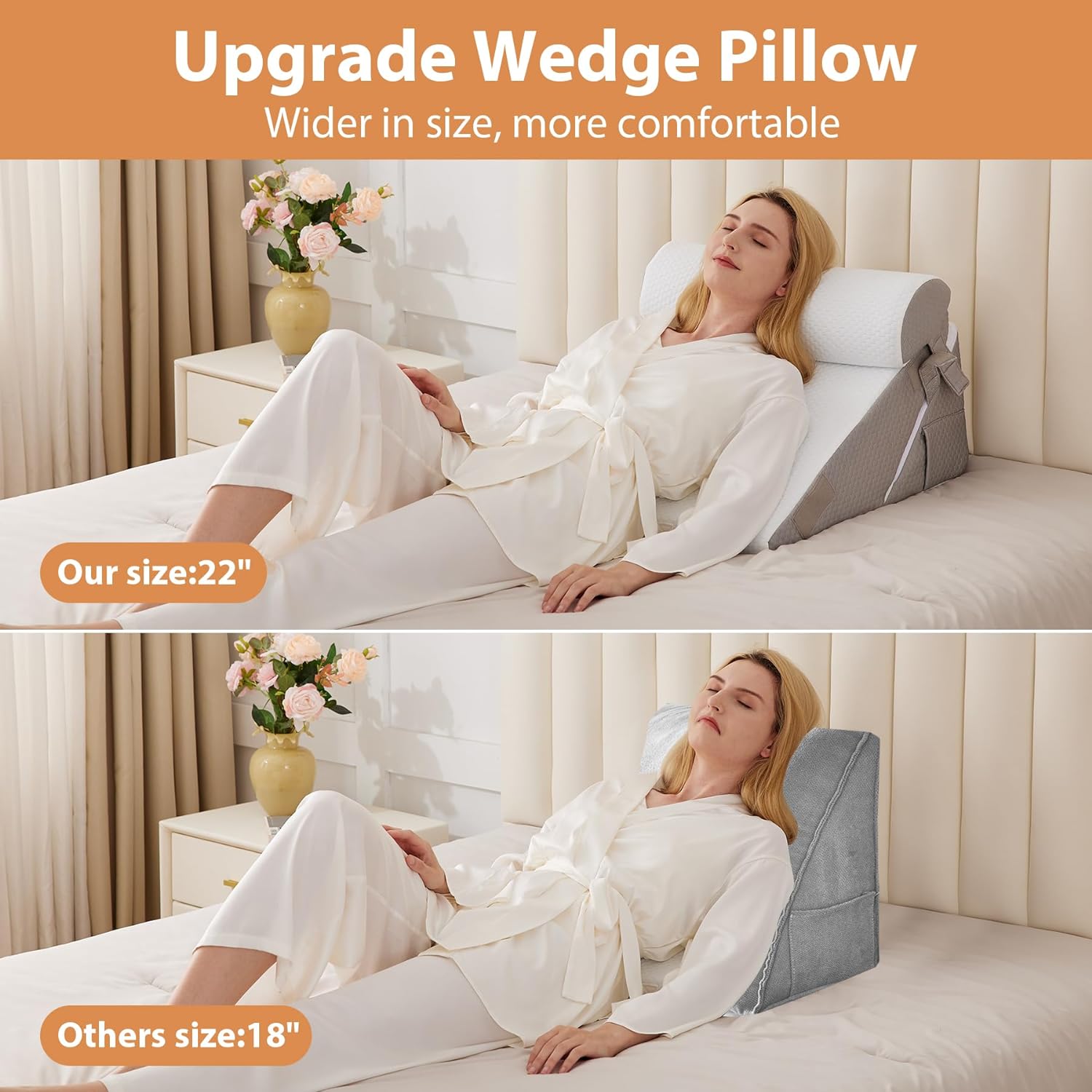 BIEEZZK Incline Bed Cushion Set for Acid Reflux, Neck and Back Memory Foam

