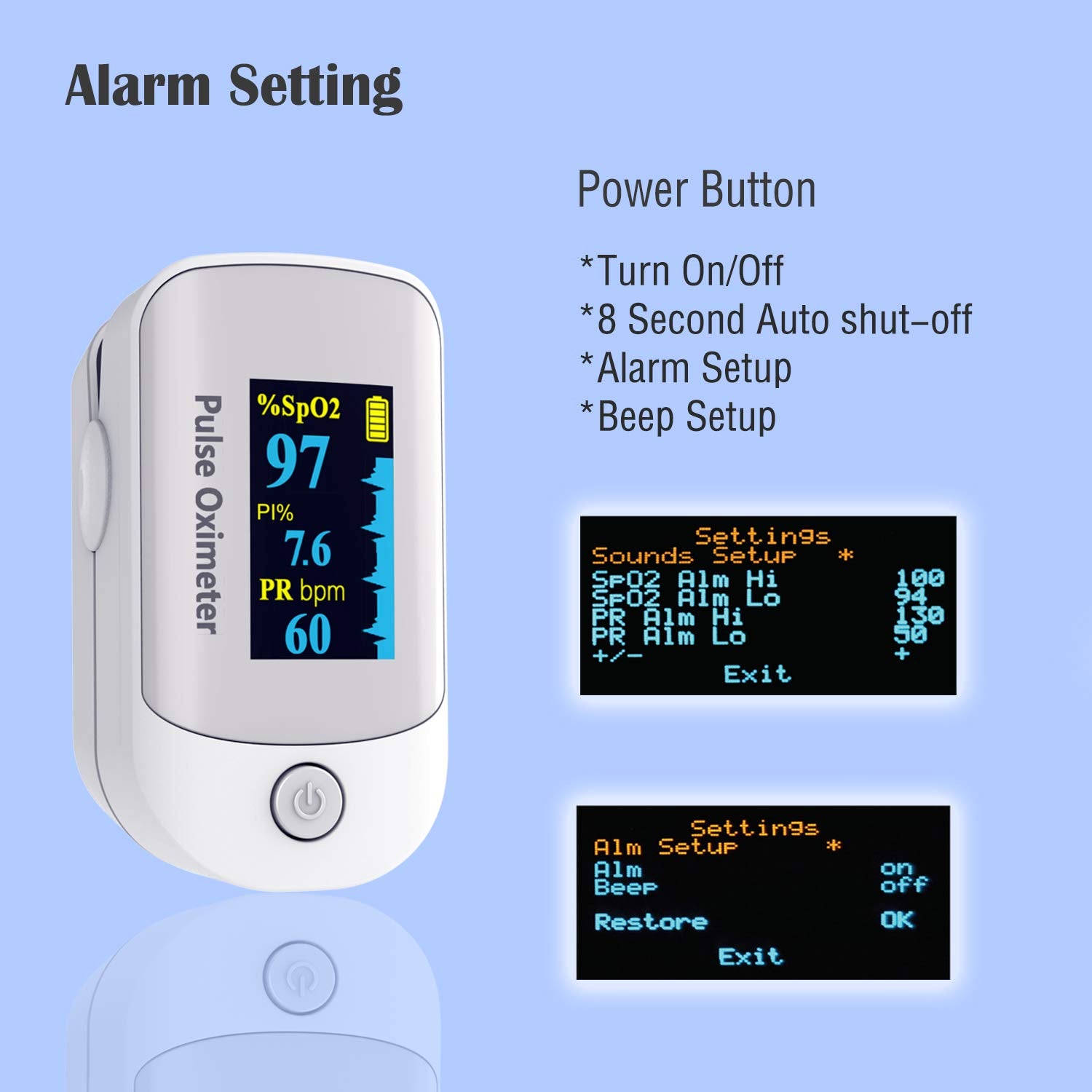Pulse Oximeter with OLED Display, Fingertip SpO2 & Pulse Rate Monitor, Carrying Case

