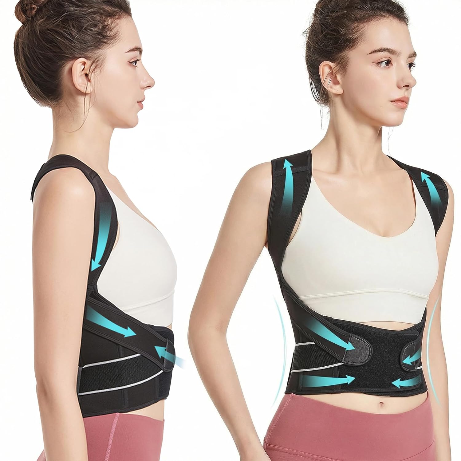Eicgo Adjustable Posture Corrector Back Brace for Upper & Lower Back Pain Relief

