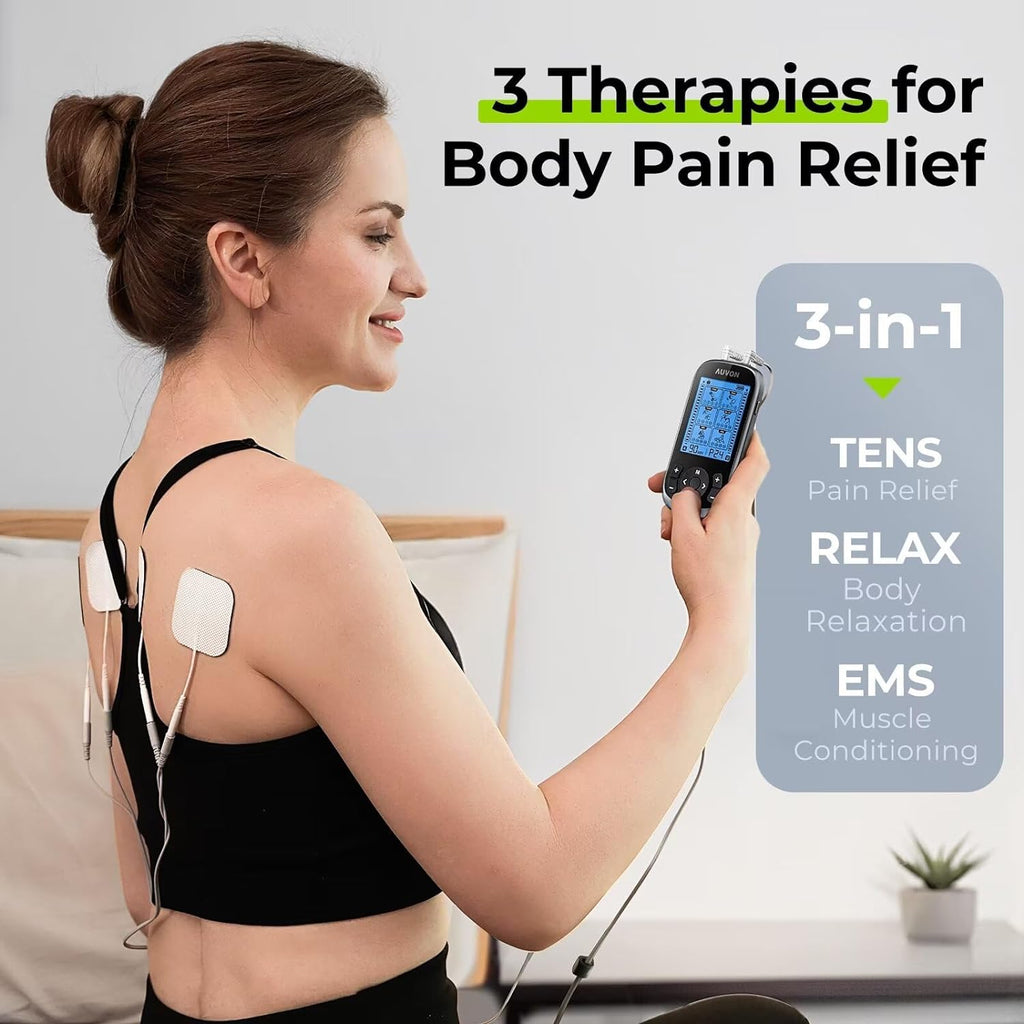 AUVON 3-in-1 TENS EMS Relax Muscle Stimulator with 40 Intensities and 24 Modes

