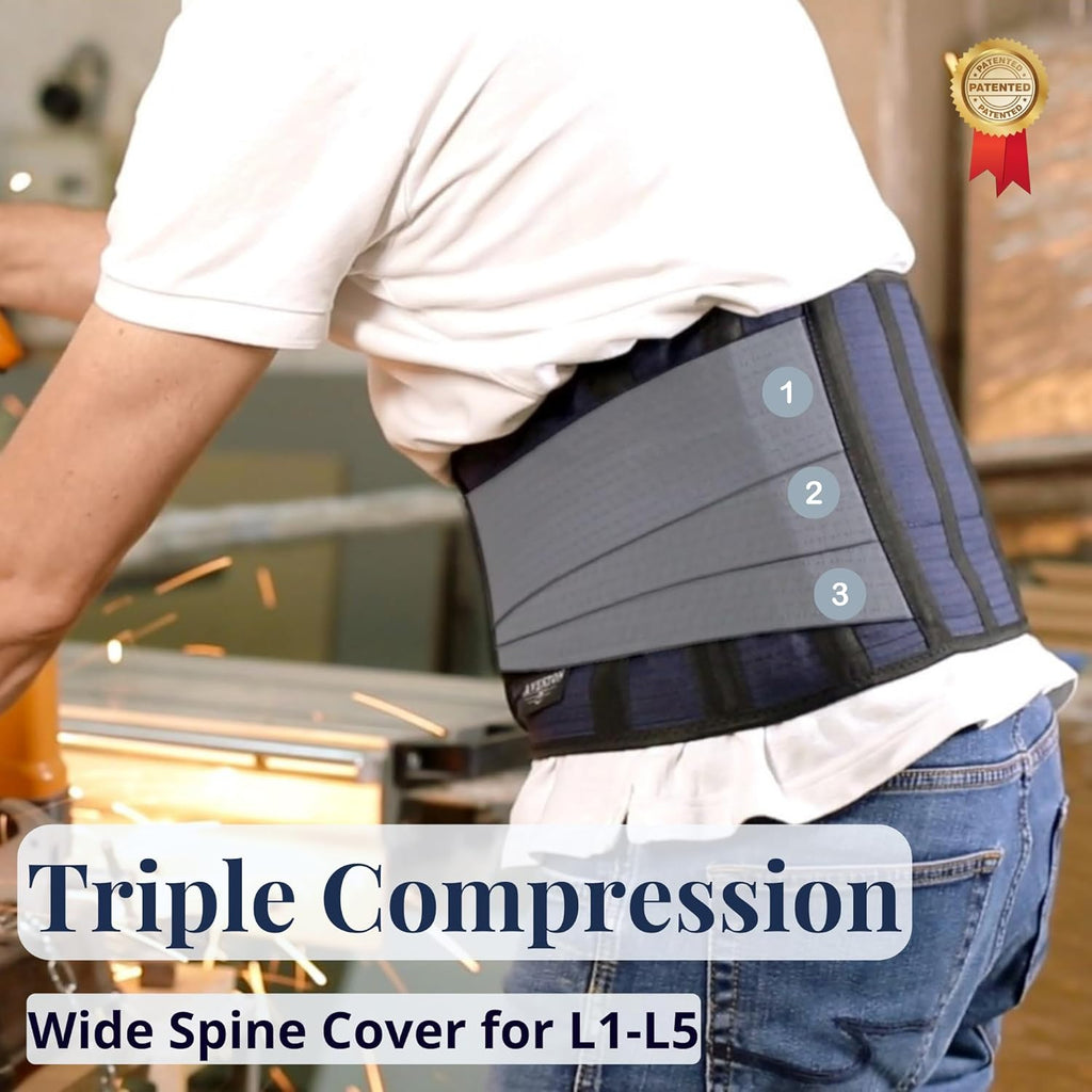 AVESTON Lower Back Brace Adjustable Lumbar Support Belt for Men and Women

