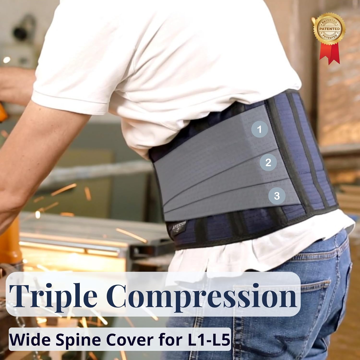 AVESTON Lower Back Brace Adjustable Lumbar Support Belt for Men and Women

