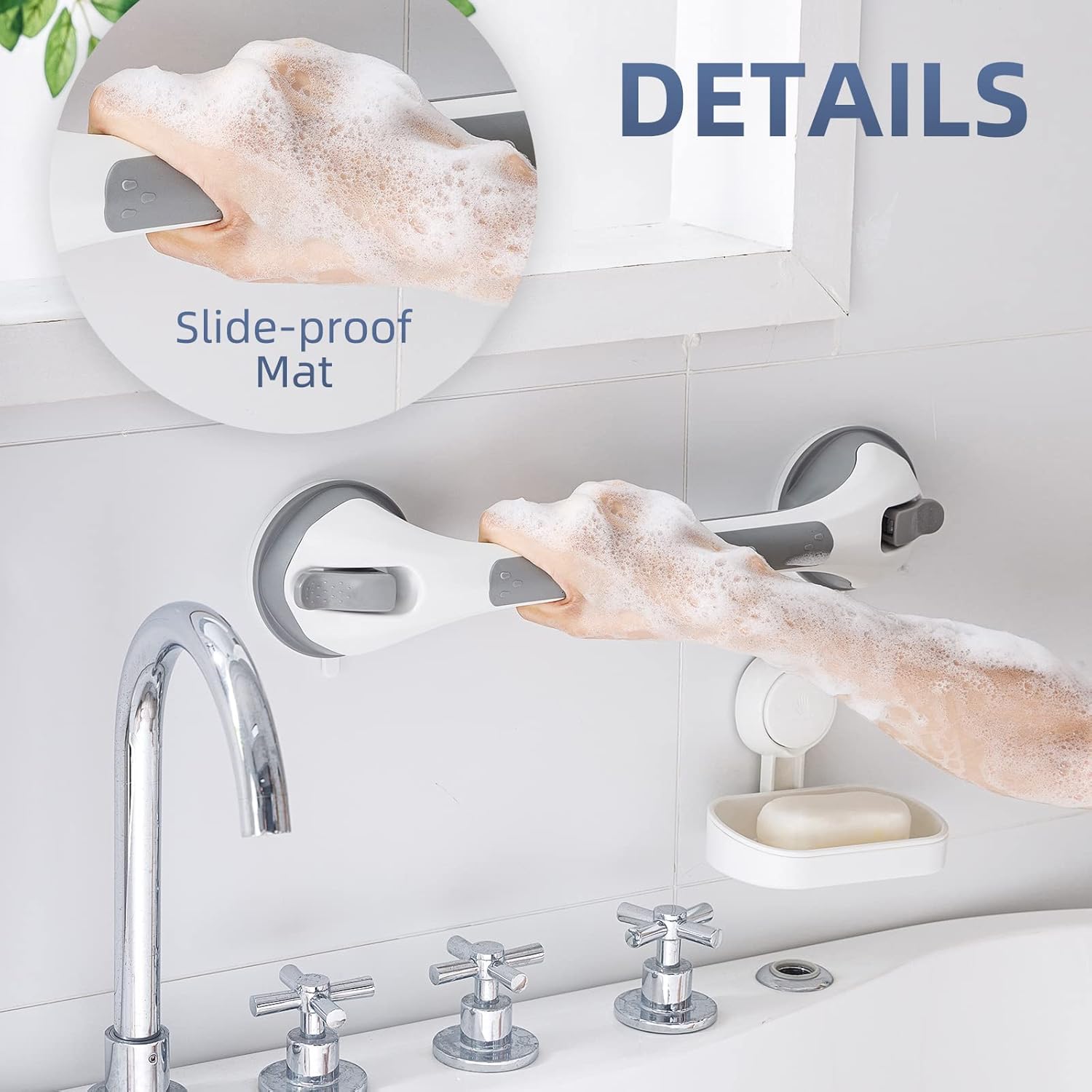 Grab Bars for Bathtubs and Showers No-Drill Suction Safety Handle Waterproof

