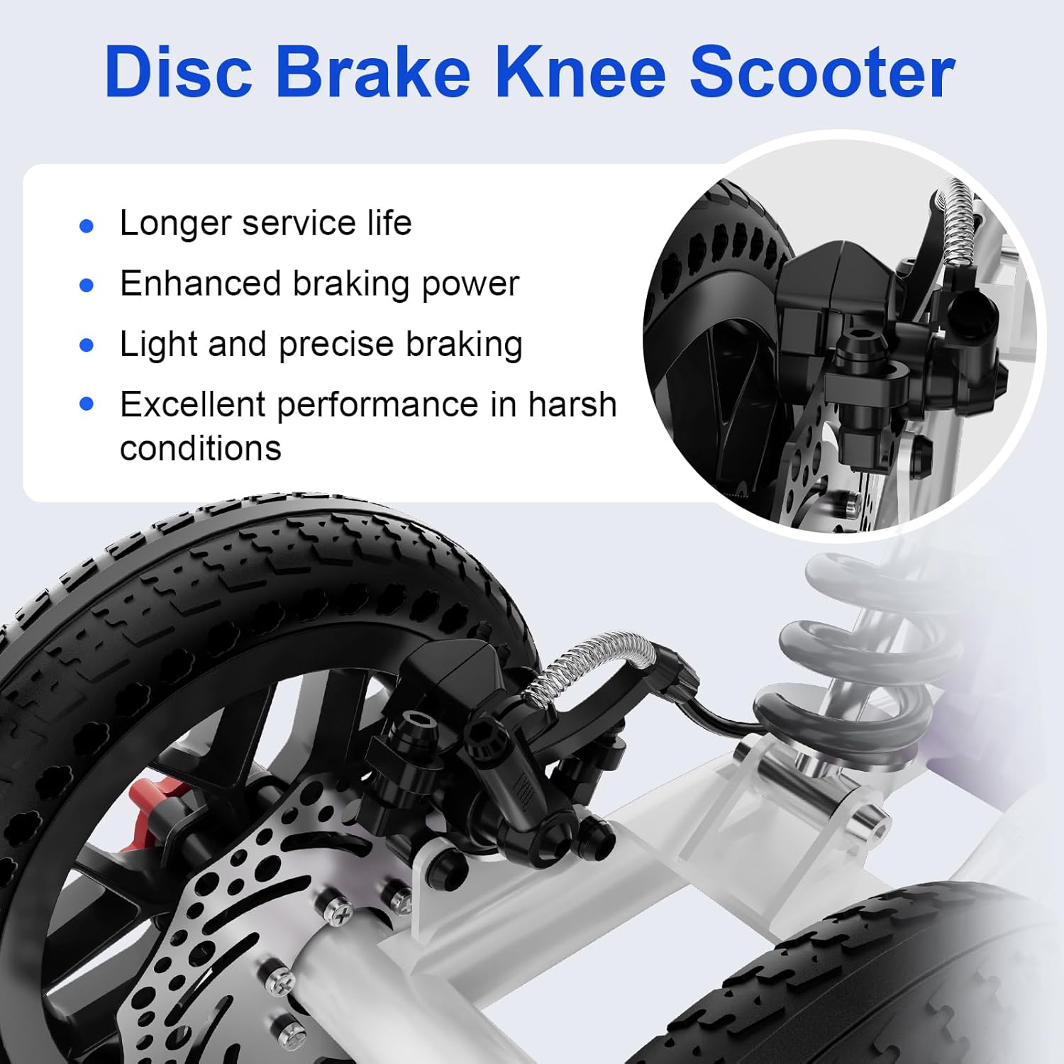 BlessReach All Terrain Foldable Knee Scooter Walker with Disc Brake, Compact Crutch Alternative

