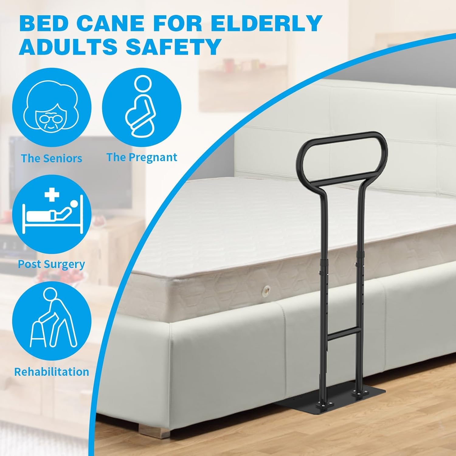 THOOUM Adjustable Bed Rail for Elderly Safety, Stand Assist Handle

