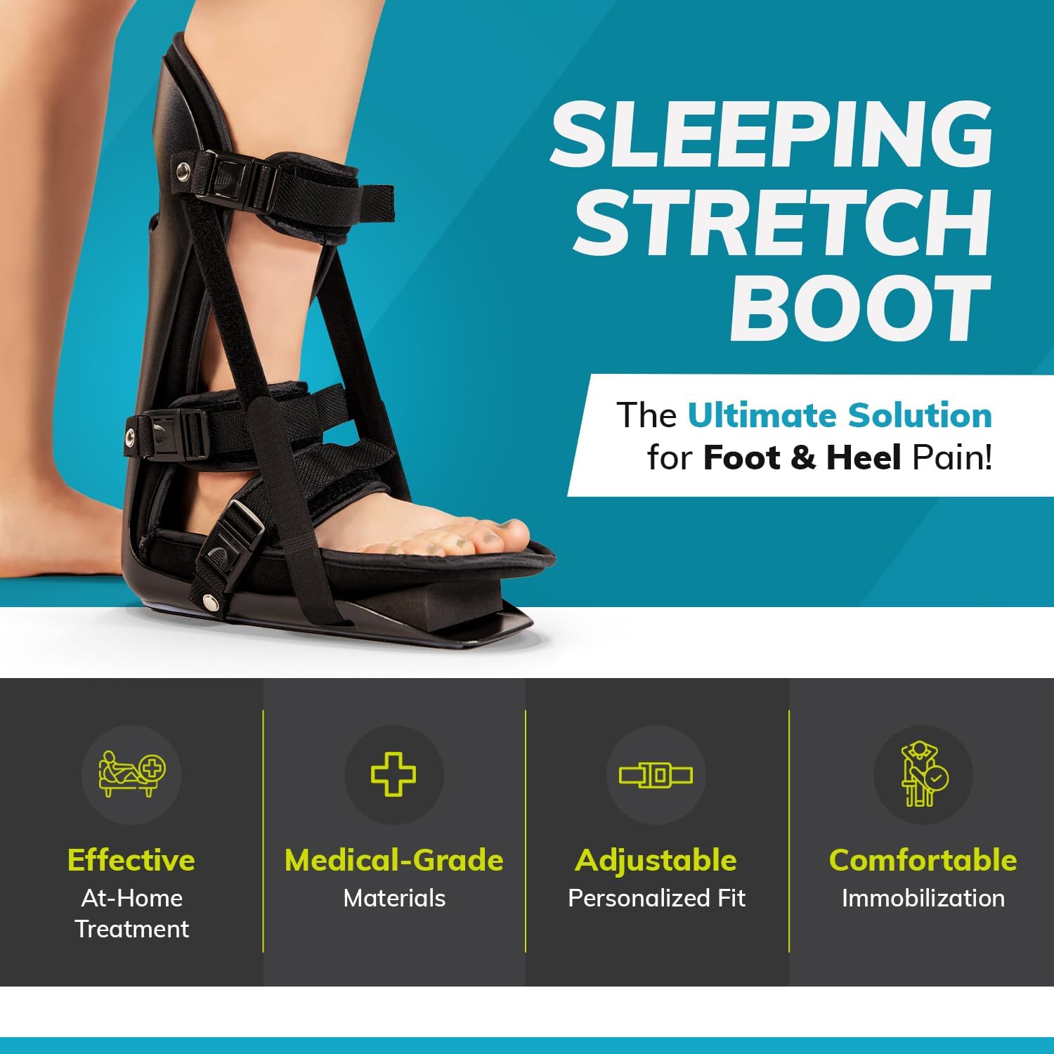 BraceAbility Plantar Fasciitis & Achilles Night Foot Splint Adjustable Stretch Boot

