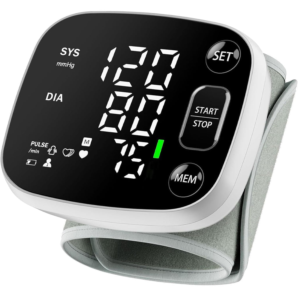 Oklar Rechargeable Wrist Cuff Blood Pressure Monitor, Dual User, LED, Voice, 240