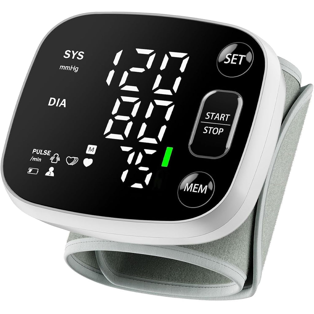 Oklar Rechargeable Wrist Cuff Blood Pressure Monitor, Dual User, LED, Voice, 240