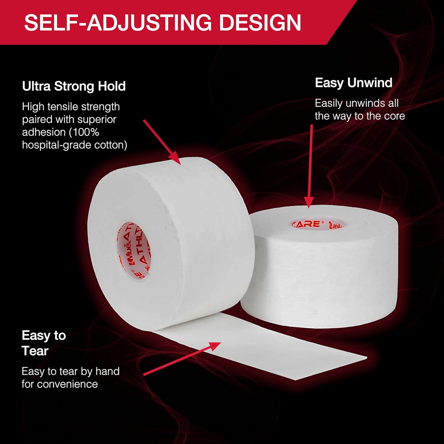Mueller Sports Medicine Premium Athletic Tape, Cotton Support Tape Rolls

