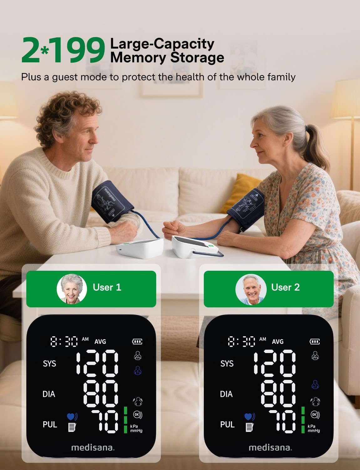 Medisana Automatic Upper Arm Blood Pressure Monitor, Large Cuff, Color Backlit Display

