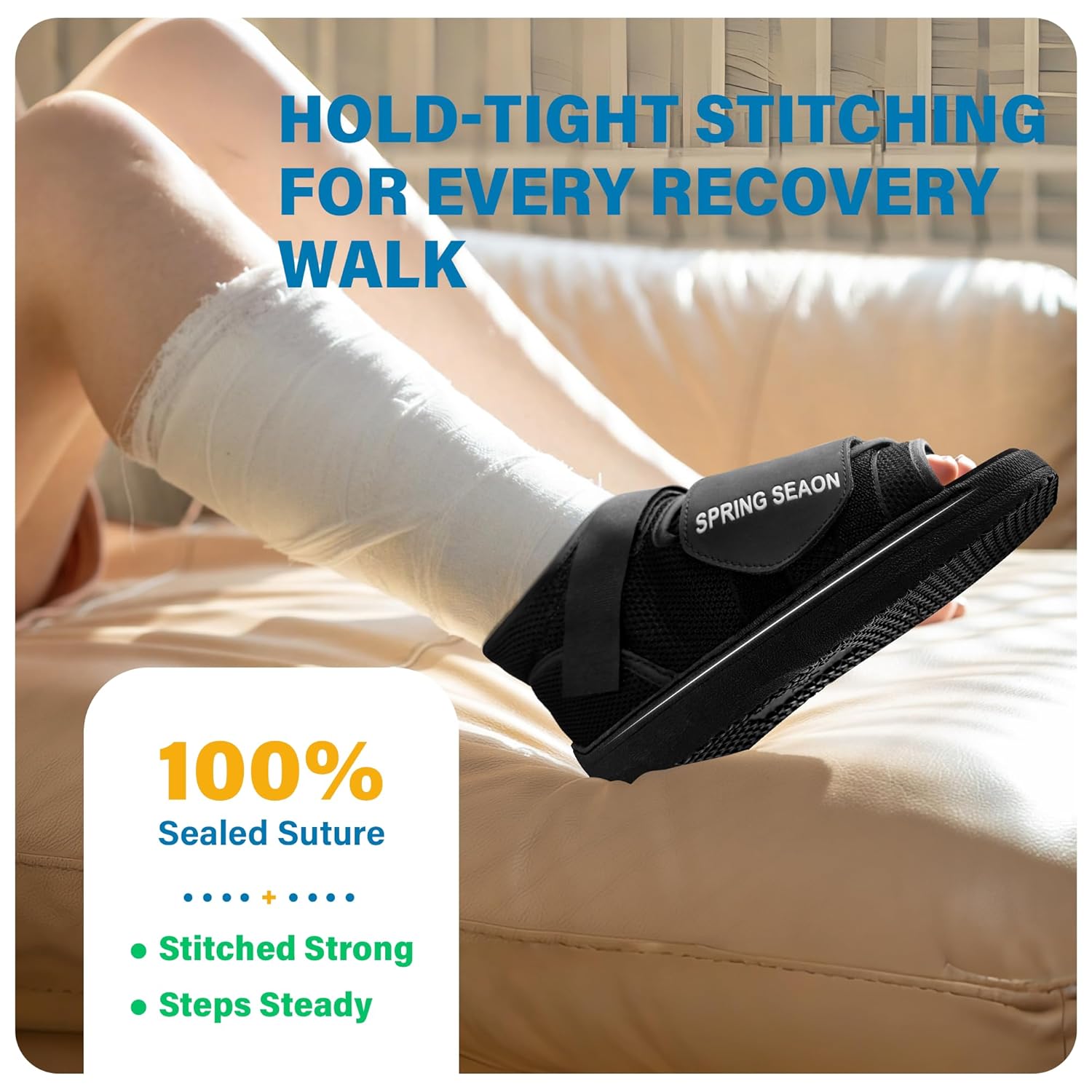 SPRING SEAON Medical Walking Boot Post-Op Shoe Reinforced Sole Cushioned Padding

