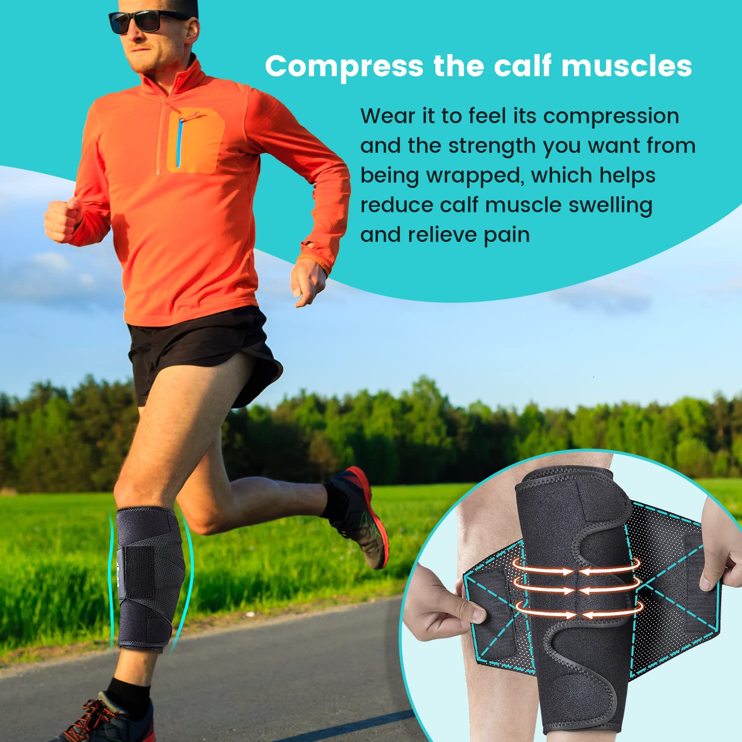 Sylong Calf Compression Wrap Brace for Swelling, Varicose Veins, and Muscle Soreness


