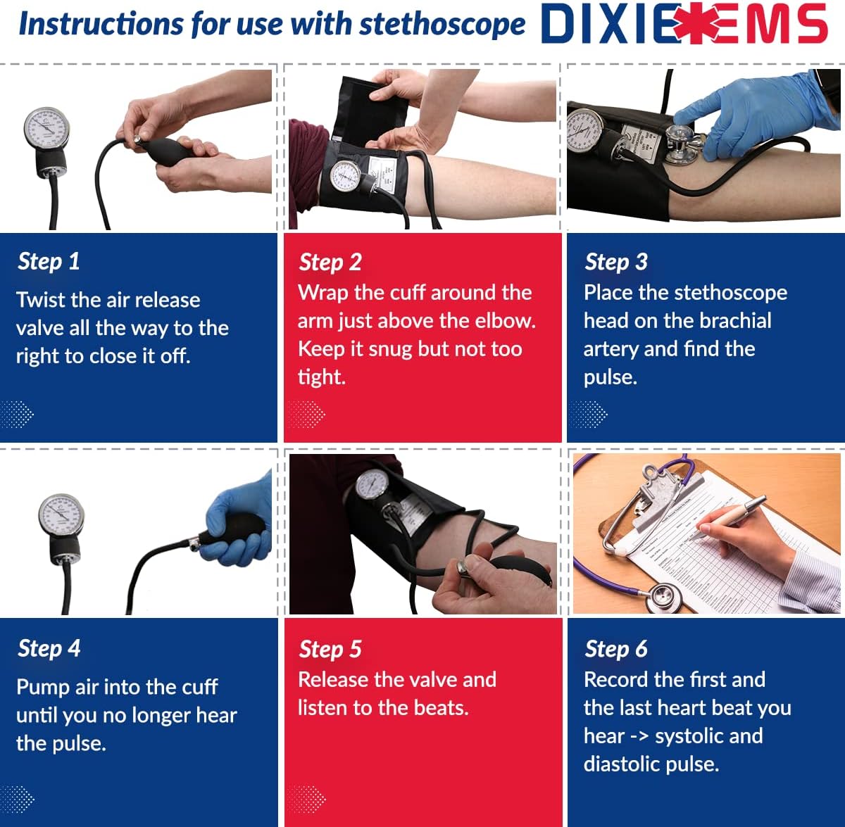 Dixie EMS Aneroid Sphygmomanometer Kit, Manual Blood Pressure Monitor Set with 5 Cuffs

