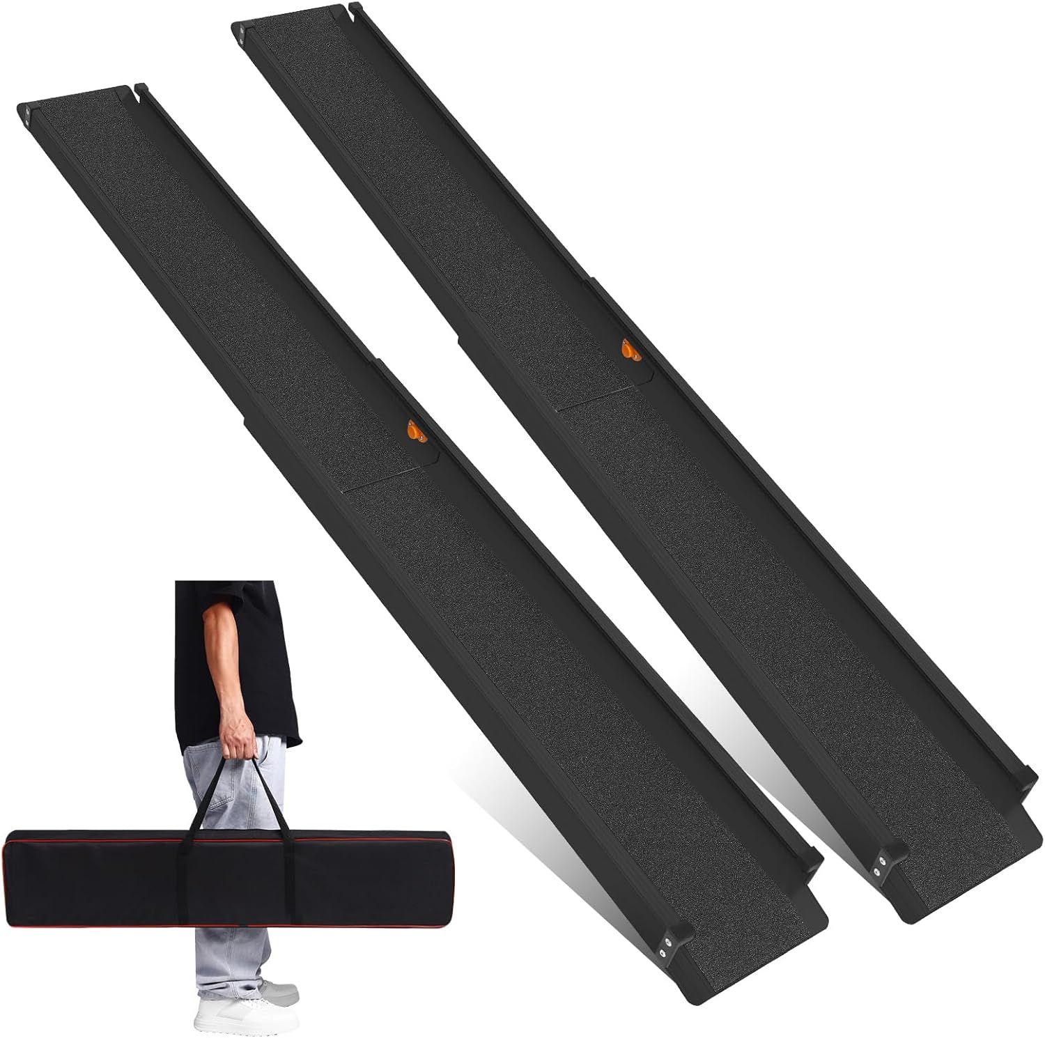 Wheelchair Ramp Retractable Portable Lightweight with Carry Bag, Anti-Slip Aluminum

