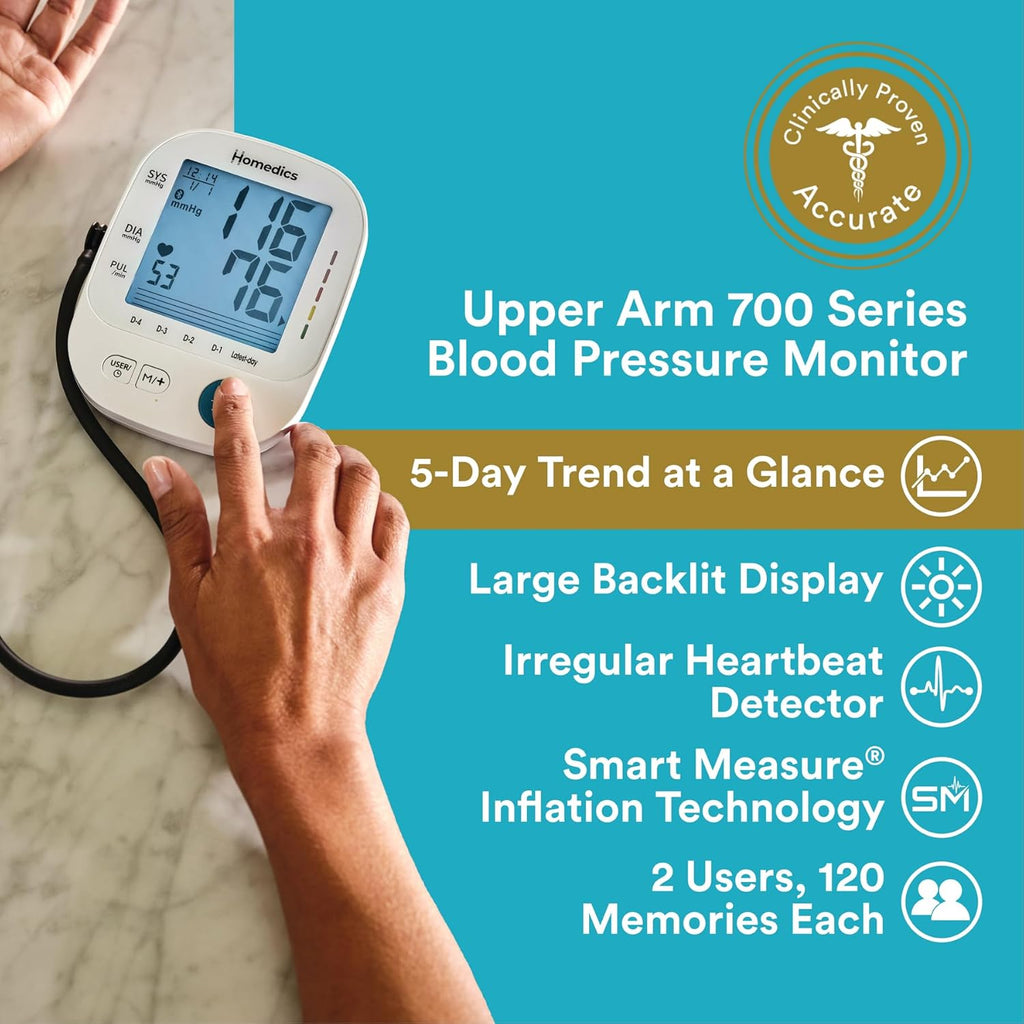 HoMedics 700 Series Arm Blood Pressure Monitor with Bluetooth App Sync


