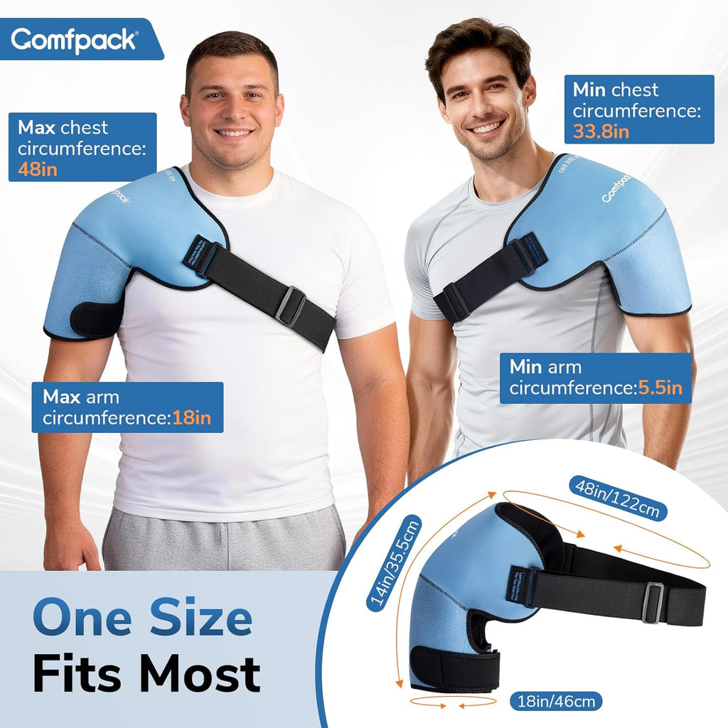 Comfpack Shoulder Ice Pack Wrap with Gel Cold Compression Sleeve for Rotator Cuff

