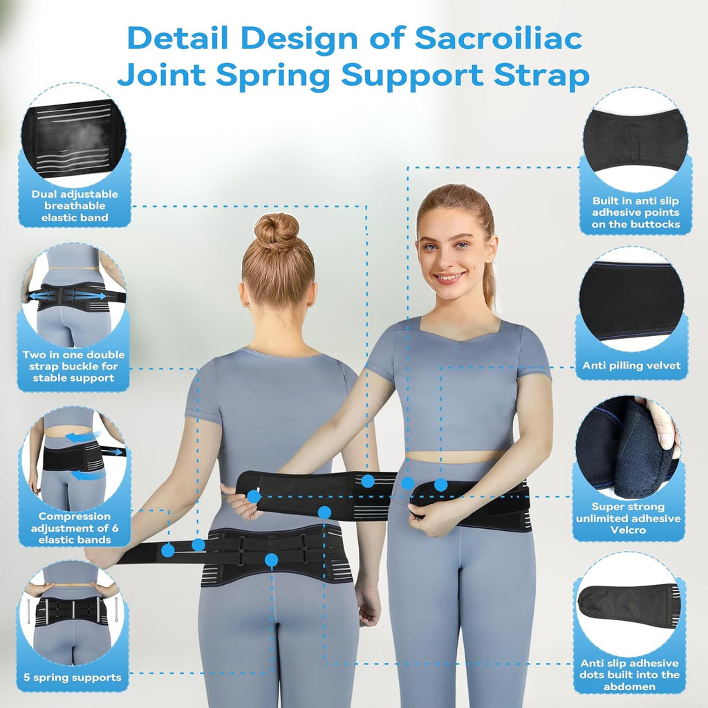 Sacroiliac Hip Belt SI Joint Support Brace for Lower Back Pain Relief, Adjustable

