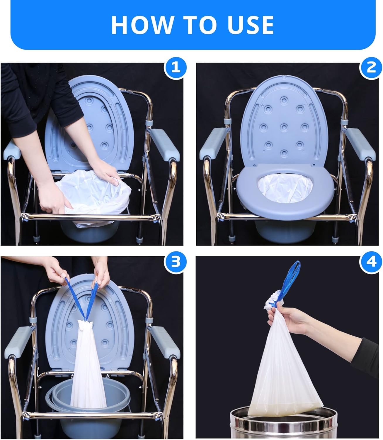 Karemaxx Bedside Commode Liners Leak Proof Odor Control Disposable Potty Bags

