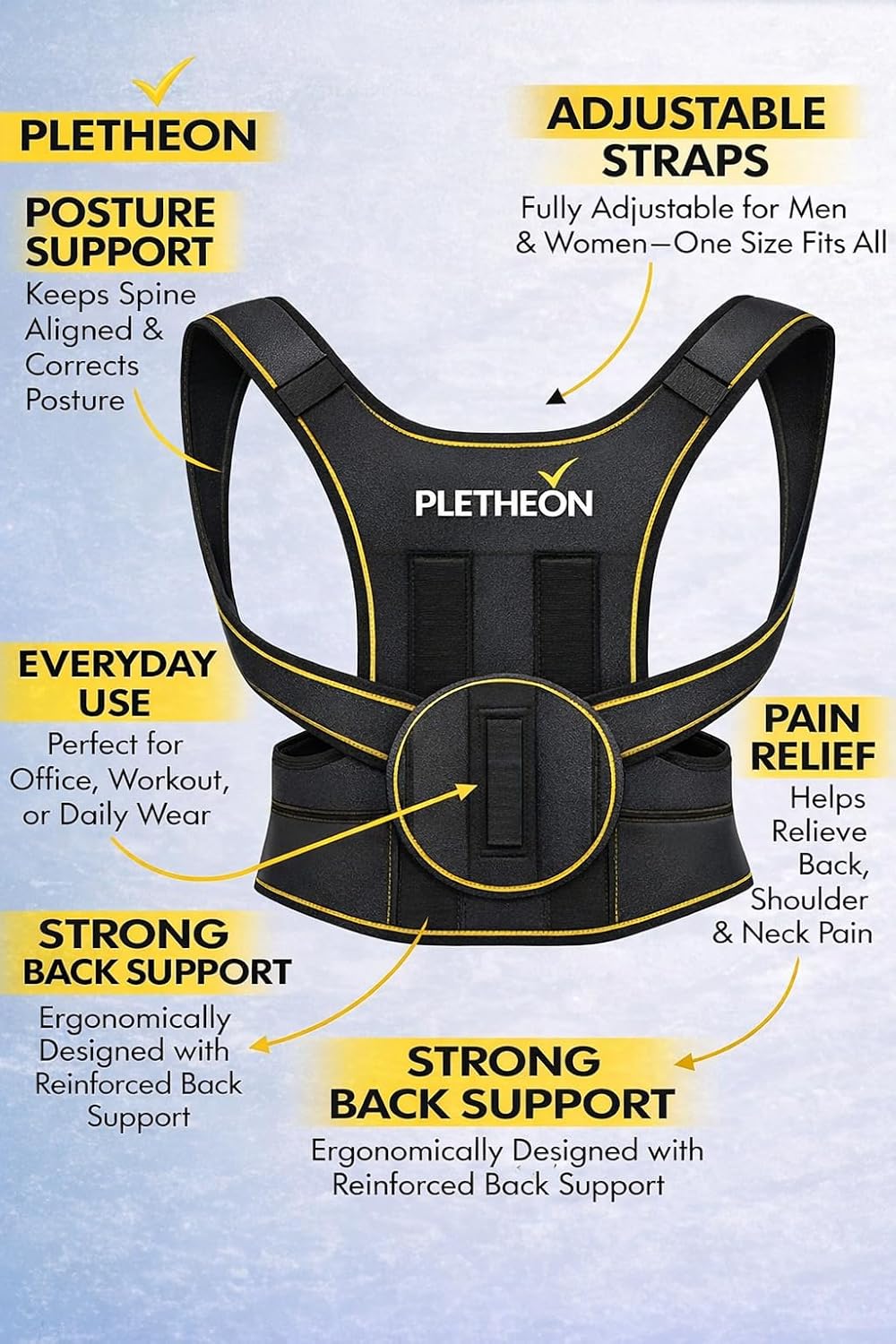 Posture Corrector for Men and Women, Adjustable Upper Back Shoulder Brace

