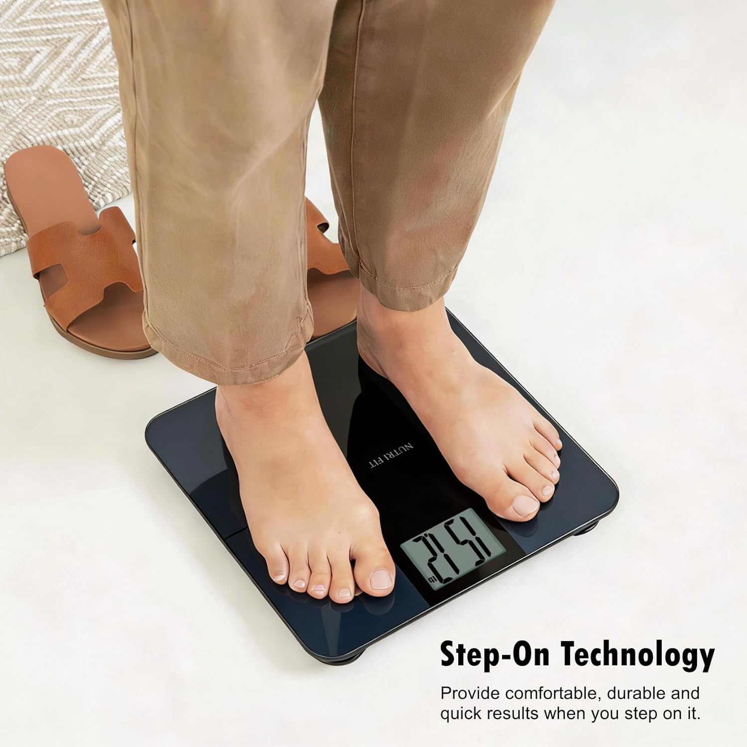 NUTRI FIT Digital Bathroom Scale for Body Weight, 550 lb Capacity, Large Display

