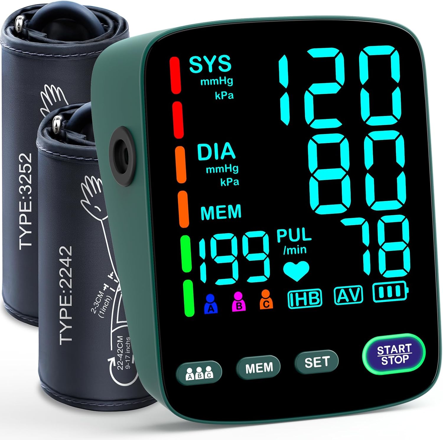 FYES Automatic Upper Arm Blood Pressure Monitor with Large LED Display, USB Charging

