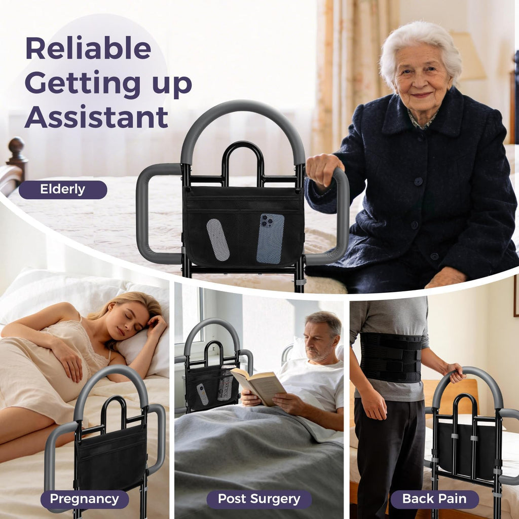 Adjustable Bed Assist Rail for Seniors, Portable Bedside Safety Rail, 400 lb

