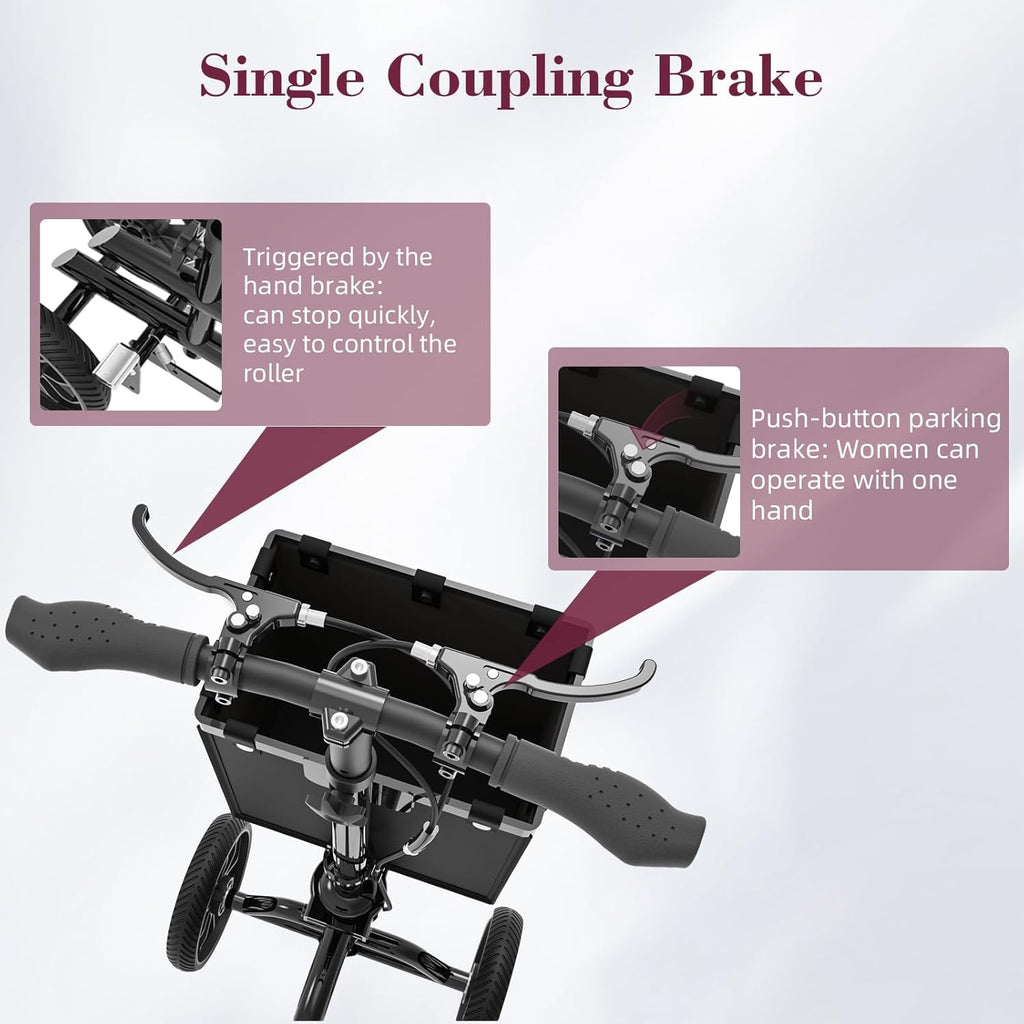 Lightweight Knee Scooter Walker, Foldable Adjustable for Foot Surgery, Detachable Basket

