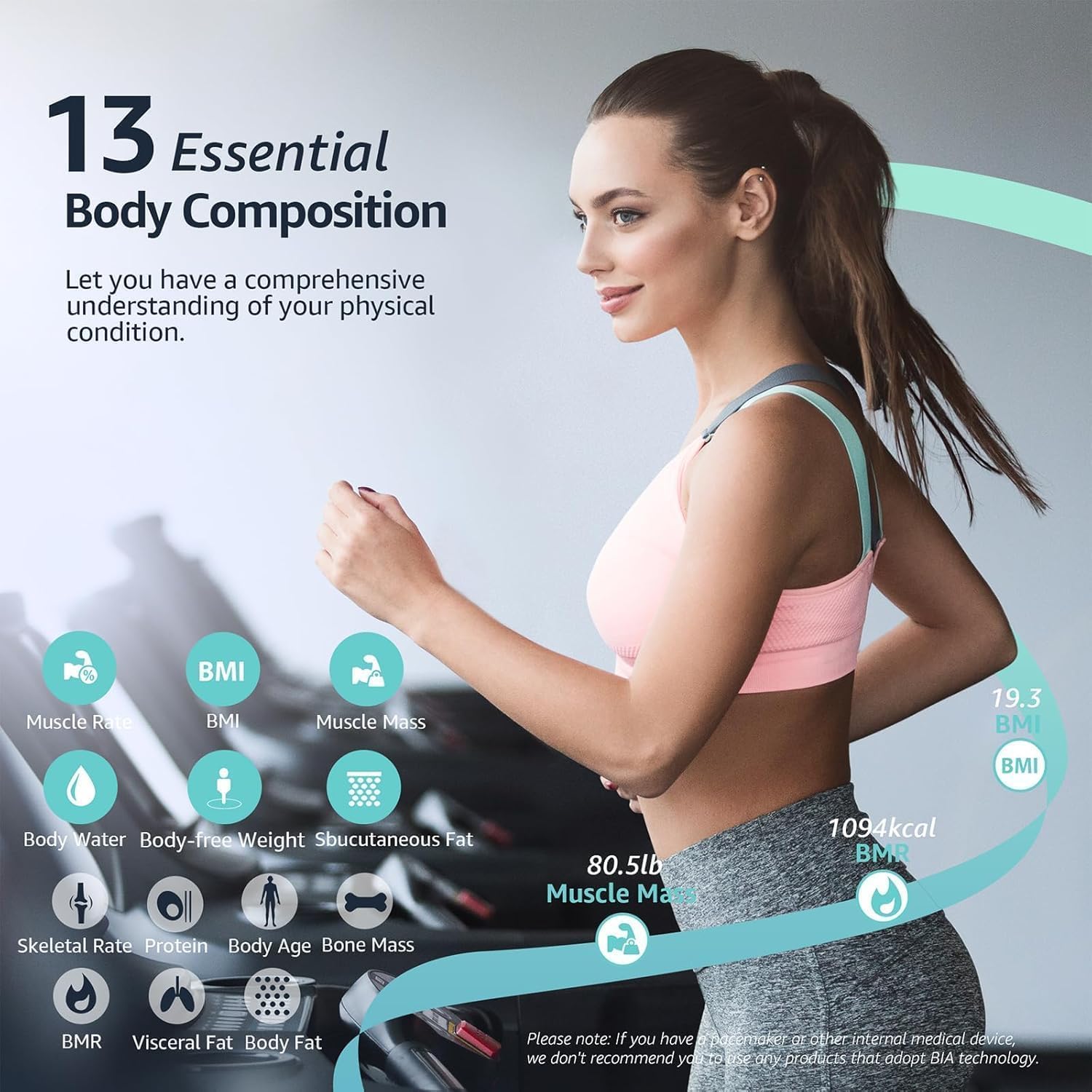 Fitdays Smart Bathroom Scale Body Composition Analyzer with BMI App Sync

