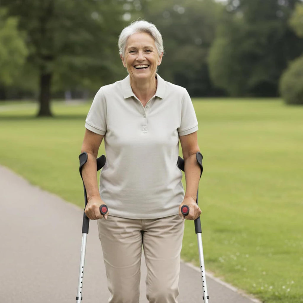 PEPE Mobility Adjustable Forearm Crutches for Adults, Open Cuff, Lightweight Aluminum

