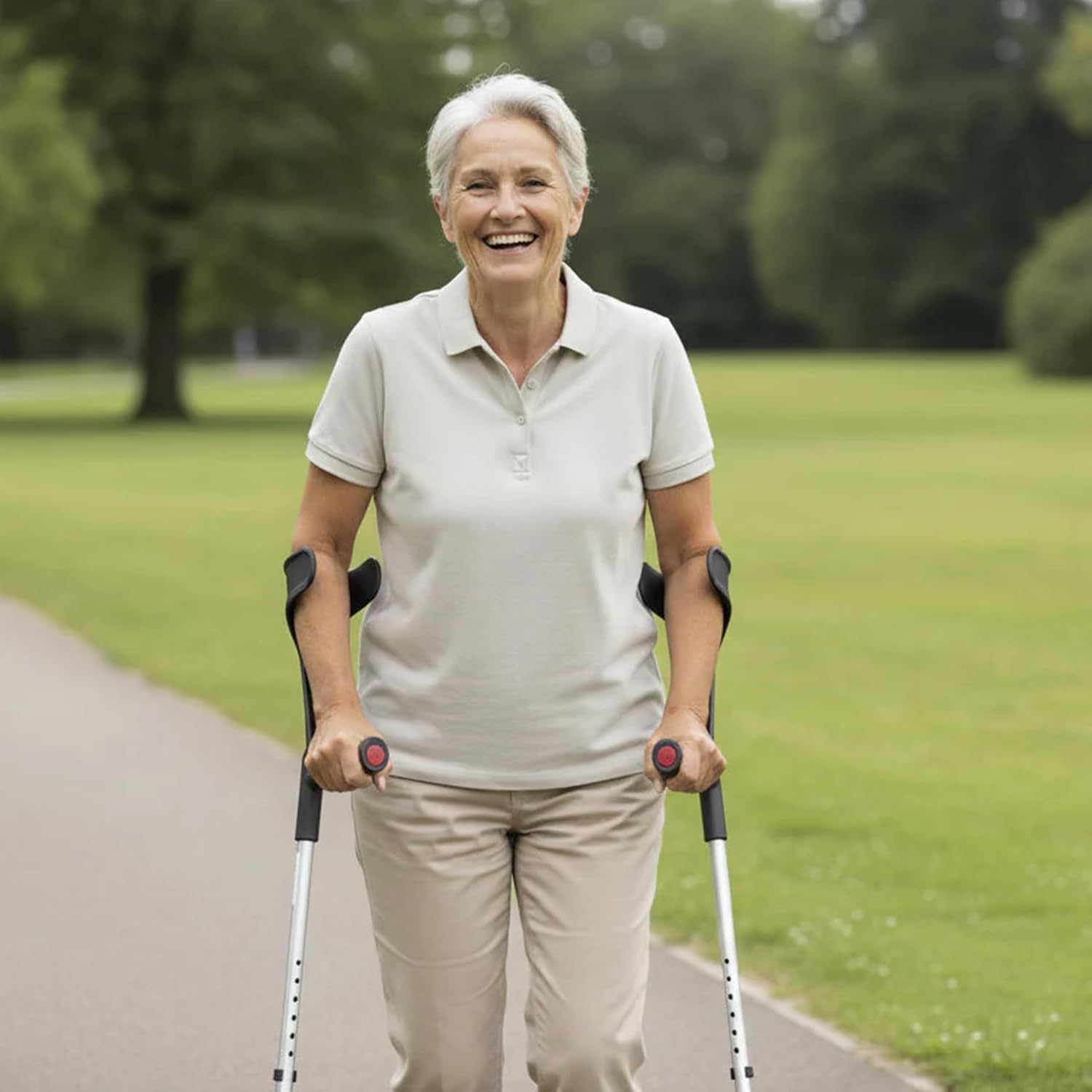 PEPE Mobility Adjustable Forearm Crutches for Adults, Open Cuff, Lightweight Aluminum

