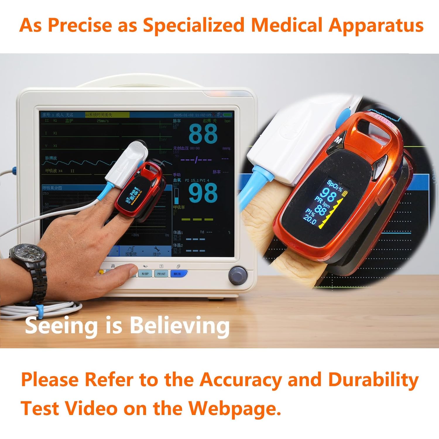 Fingertip Pulse Oximeter with OLED Display, Plethysmograph and Perfusion Index

