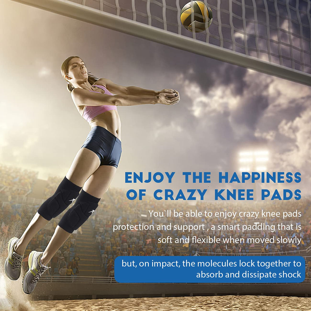 Volleyball Knee Pads Compression Sleeve Support with Shock-Absorbing Contoured Pads

