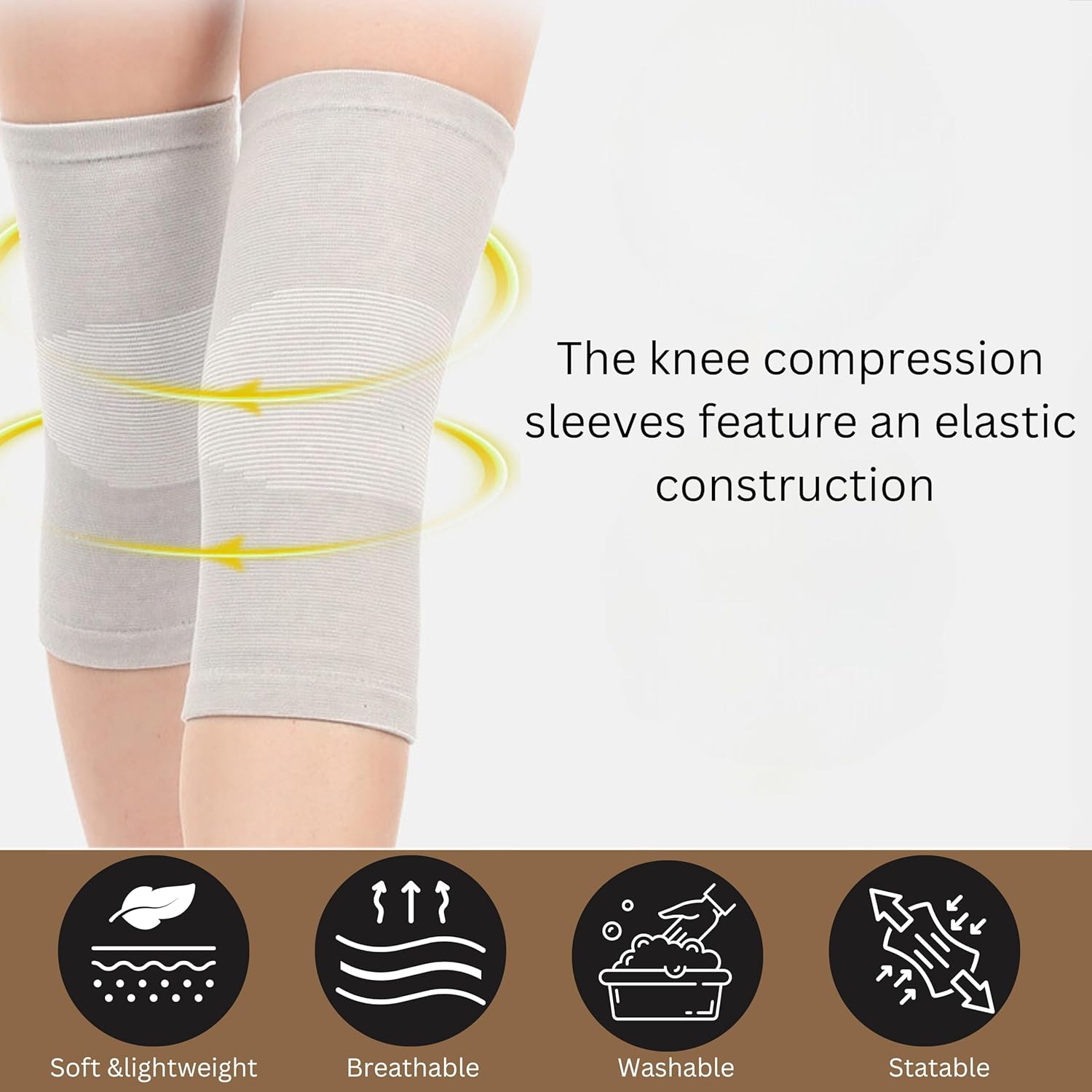 Wonder Care 2-Pack Bamboo Knee Compression Sleeve for Men and Women

