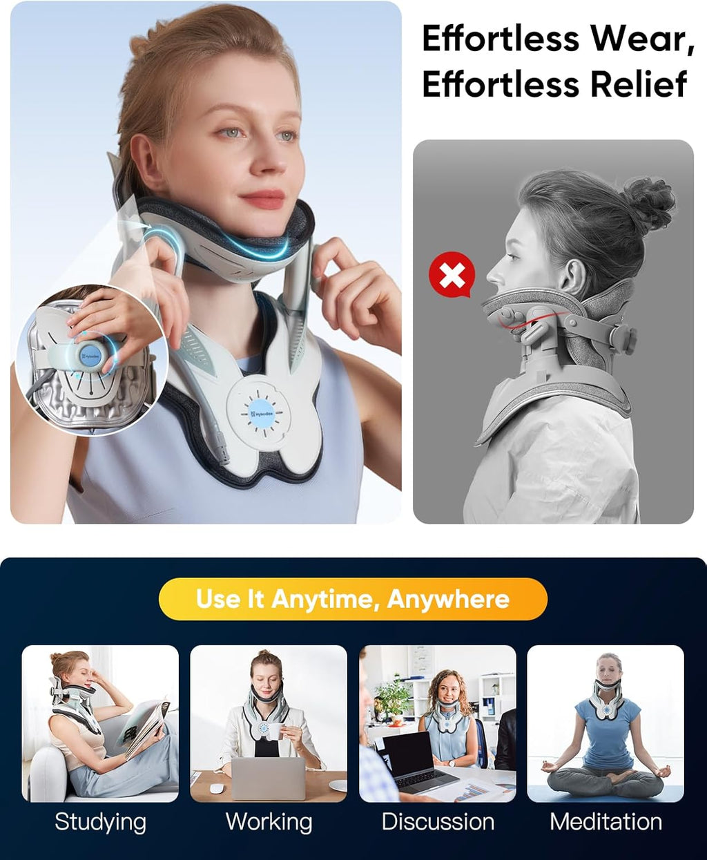 Cervical Neck Traction Device with Electric Air Pump and Airbag for Neck Pain Relief

