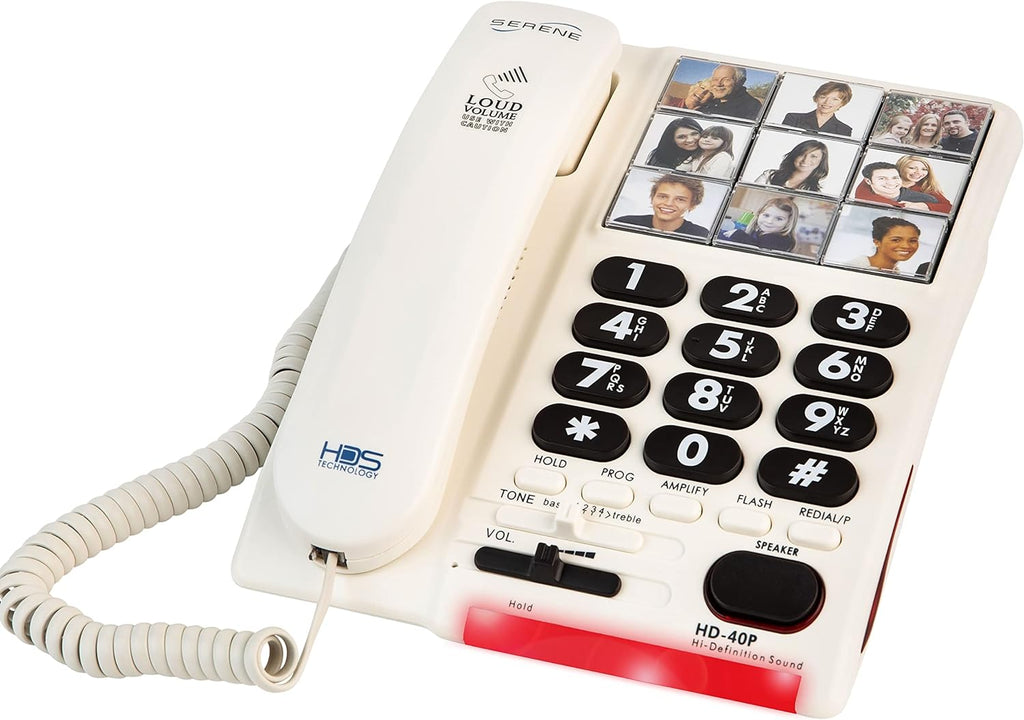 Serene Innovations Amplified Big Button Landline Phone for Seniors, Photo Speed Dial


