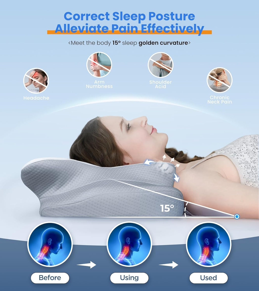 Cozyplayer Cooling Cervical Contour Memory Foam Pillow for Neck Support

