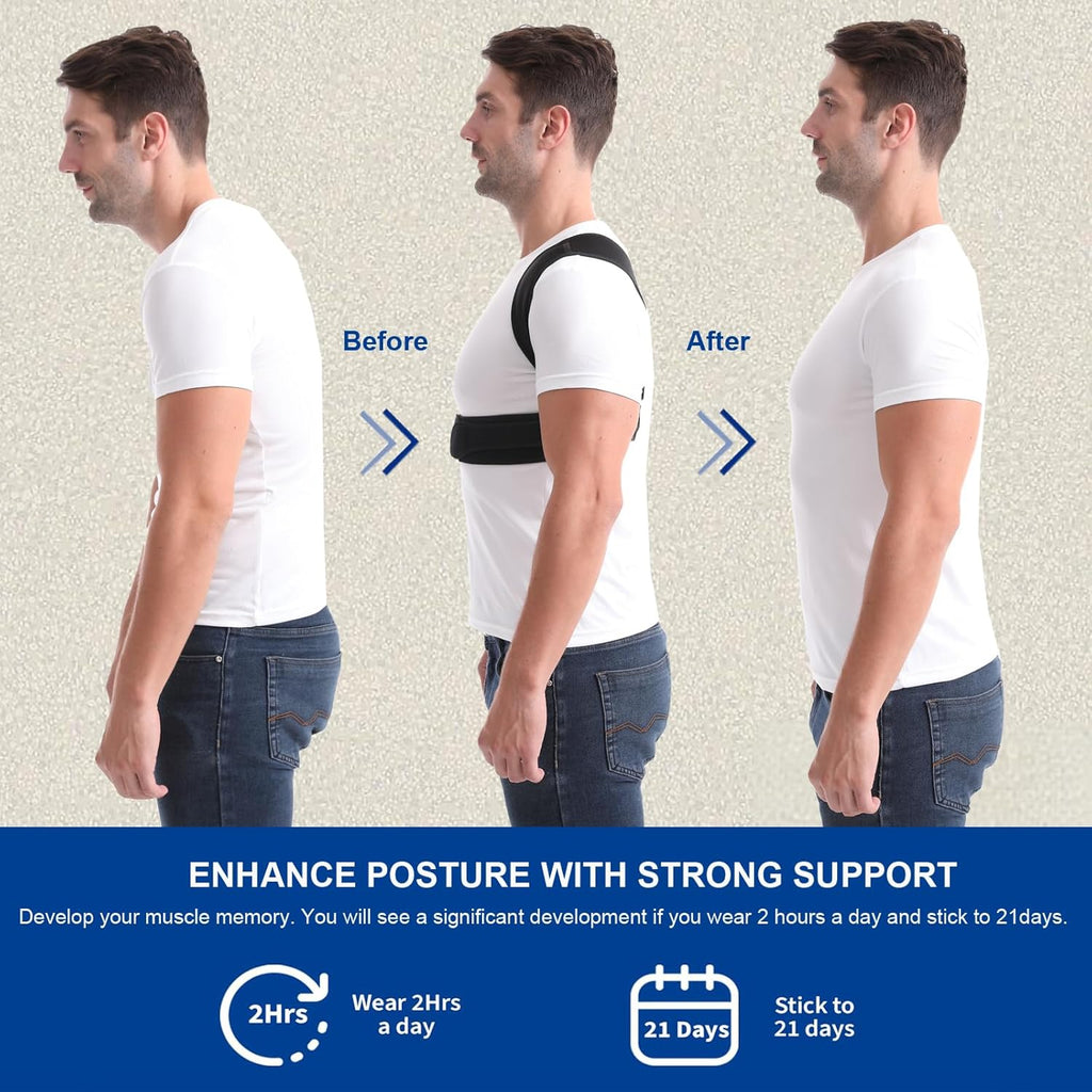 Paskyee Posture Corrector Back Brace for Neck and Upper Back, Adjustable Support

