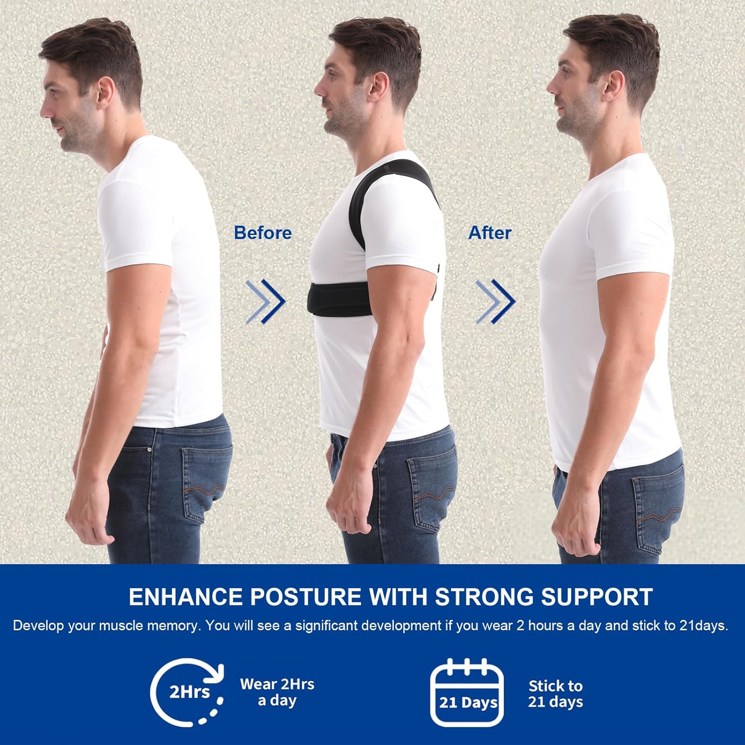 Paskyee Posture Corrector Back Brace for Neck and Upper Back, Adjustable Support

