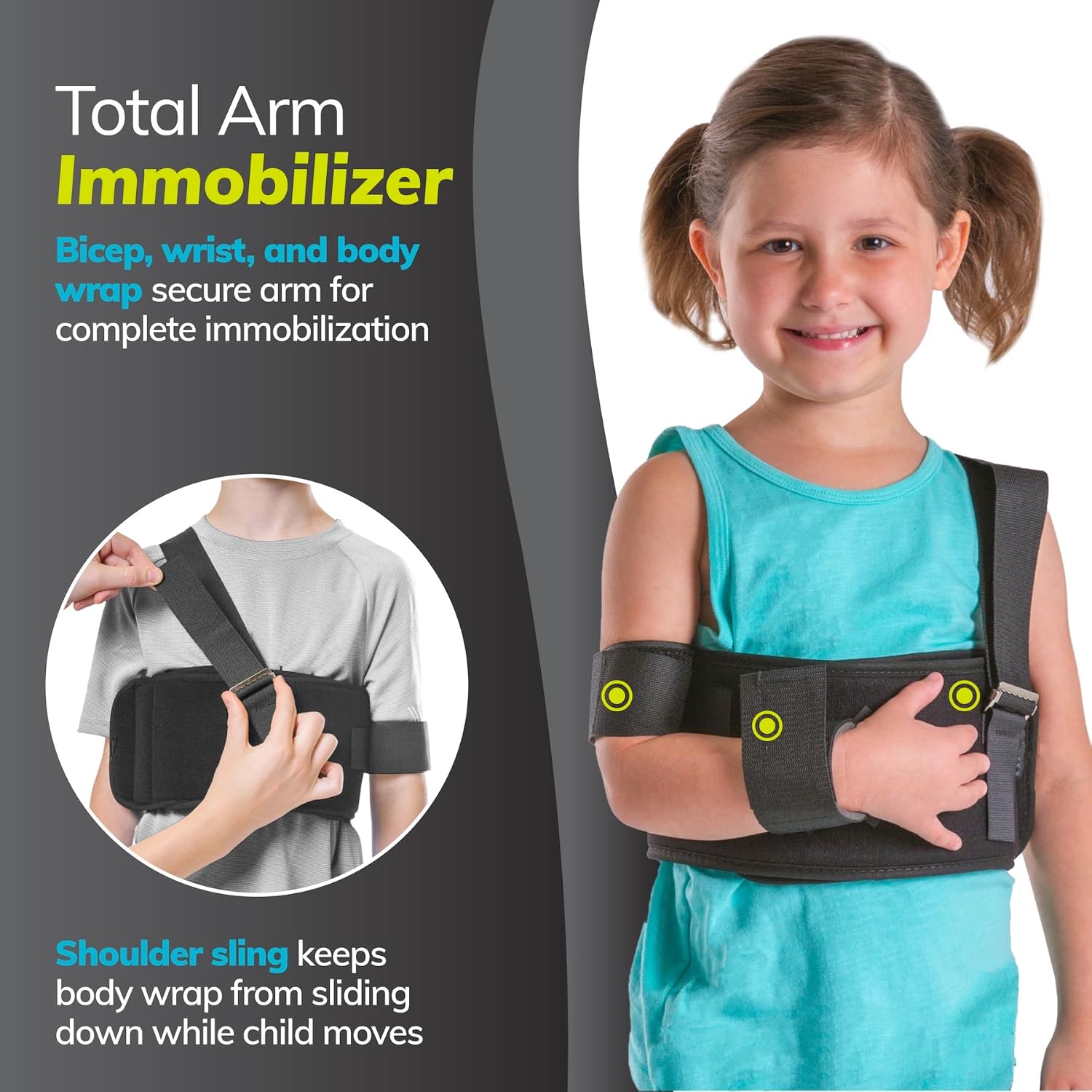 BraceAbility Pediatric Shoulder Immobilizer Arm Sling for Collarbone & Shoulder Injuries

