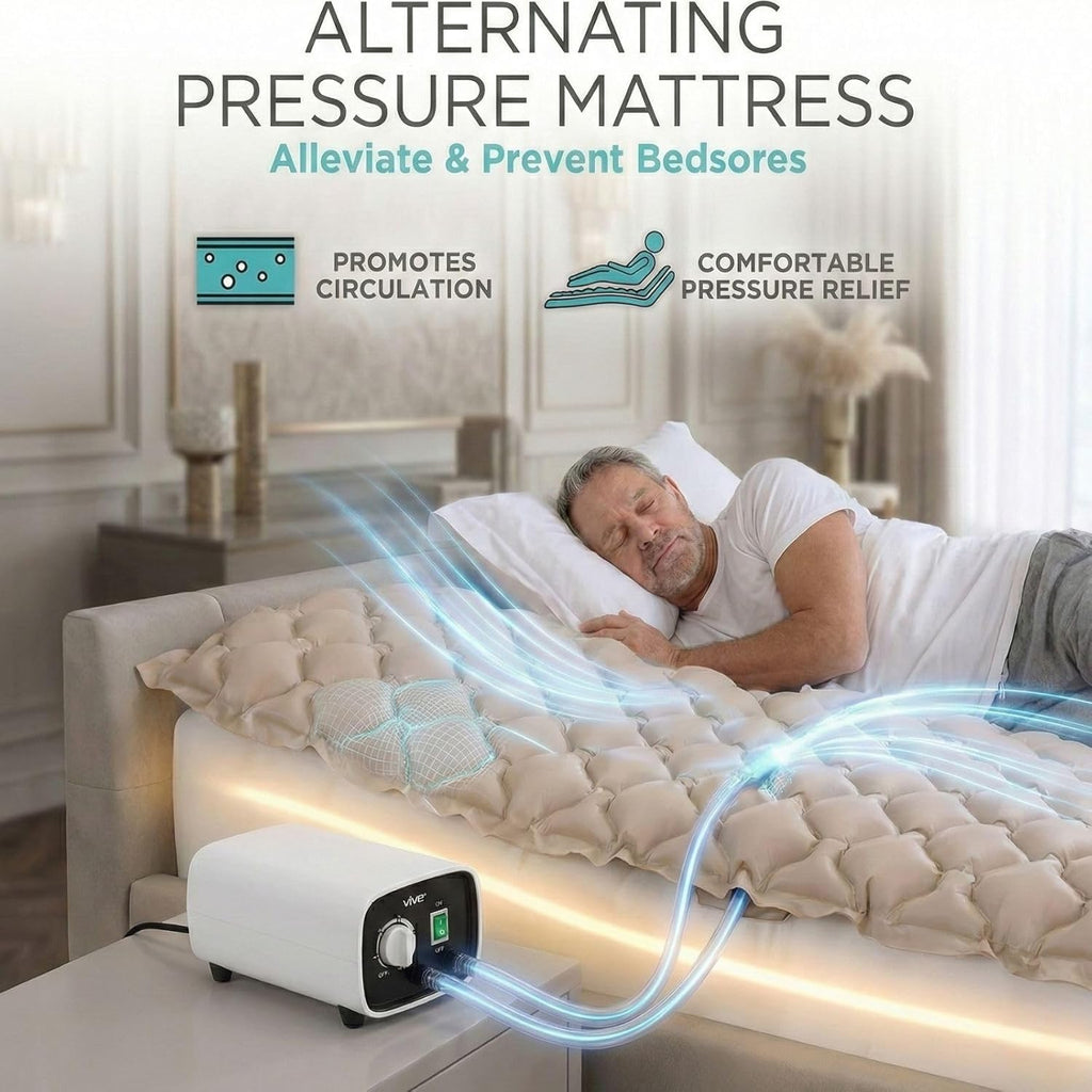 Vive Alternating Air Pressure Mattress Pad with Waterproof Cover and Quiet Pump


