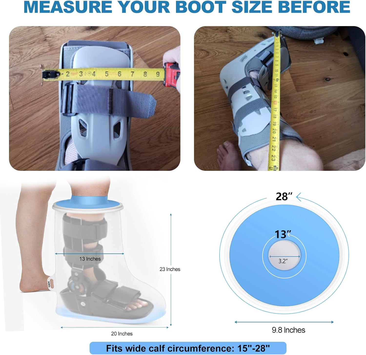 YUNCHI Waterproof Shower Cast Protector with Non-Slip Bottom for Recovery

