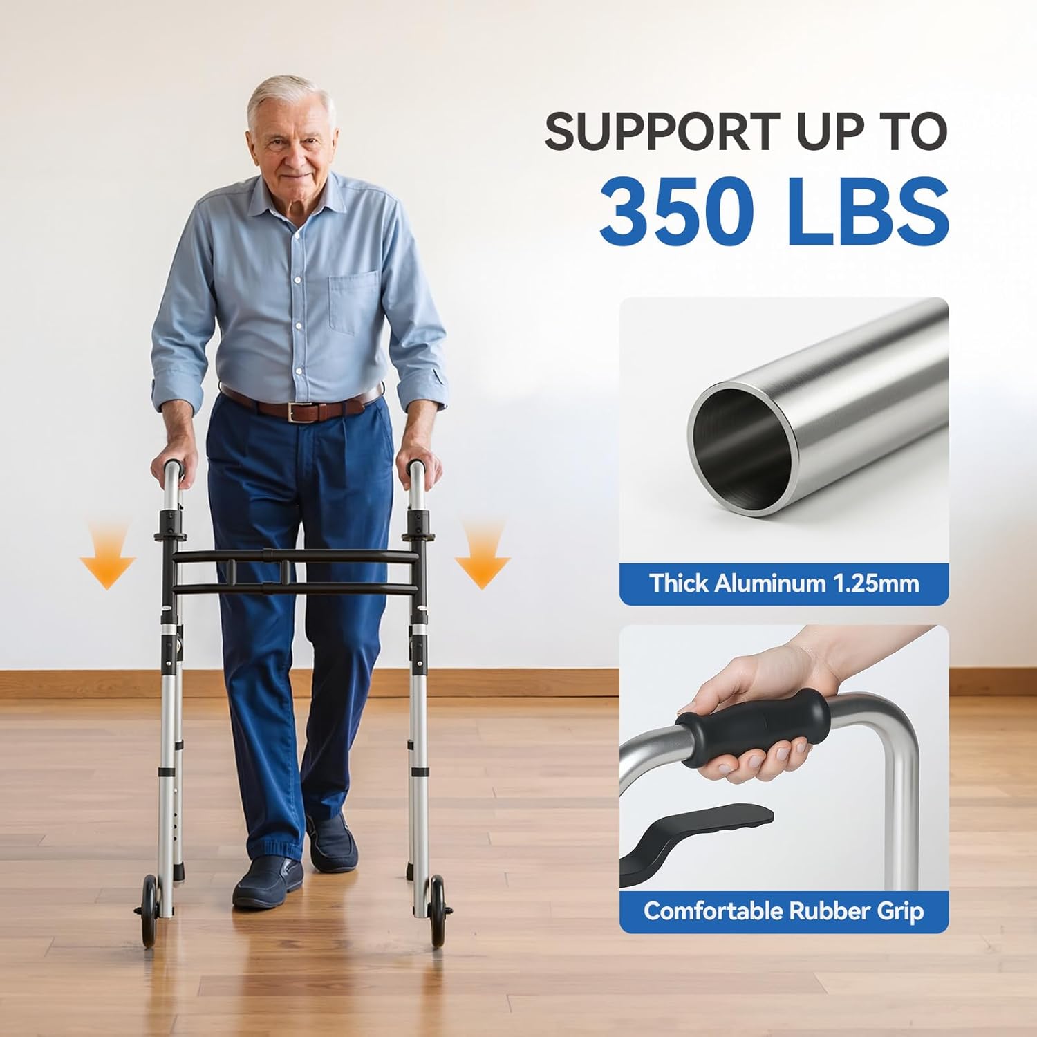 Loyoda Folding Bariatric Walker, Lightweight Aluminum 5 in Front Wheels, Adjustable

