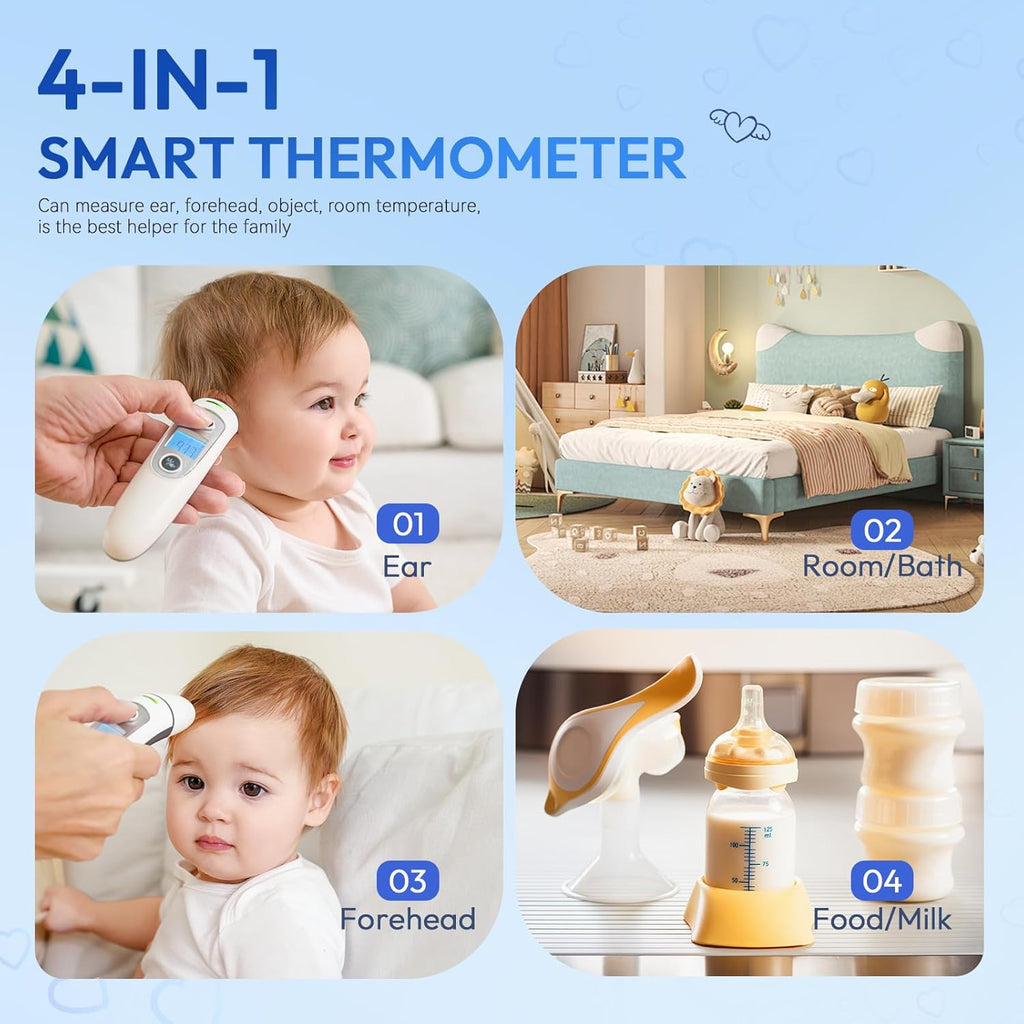 Digital Infrared Ear and Forehead Thermometer with Fever Alarm, 1-Second Readings

