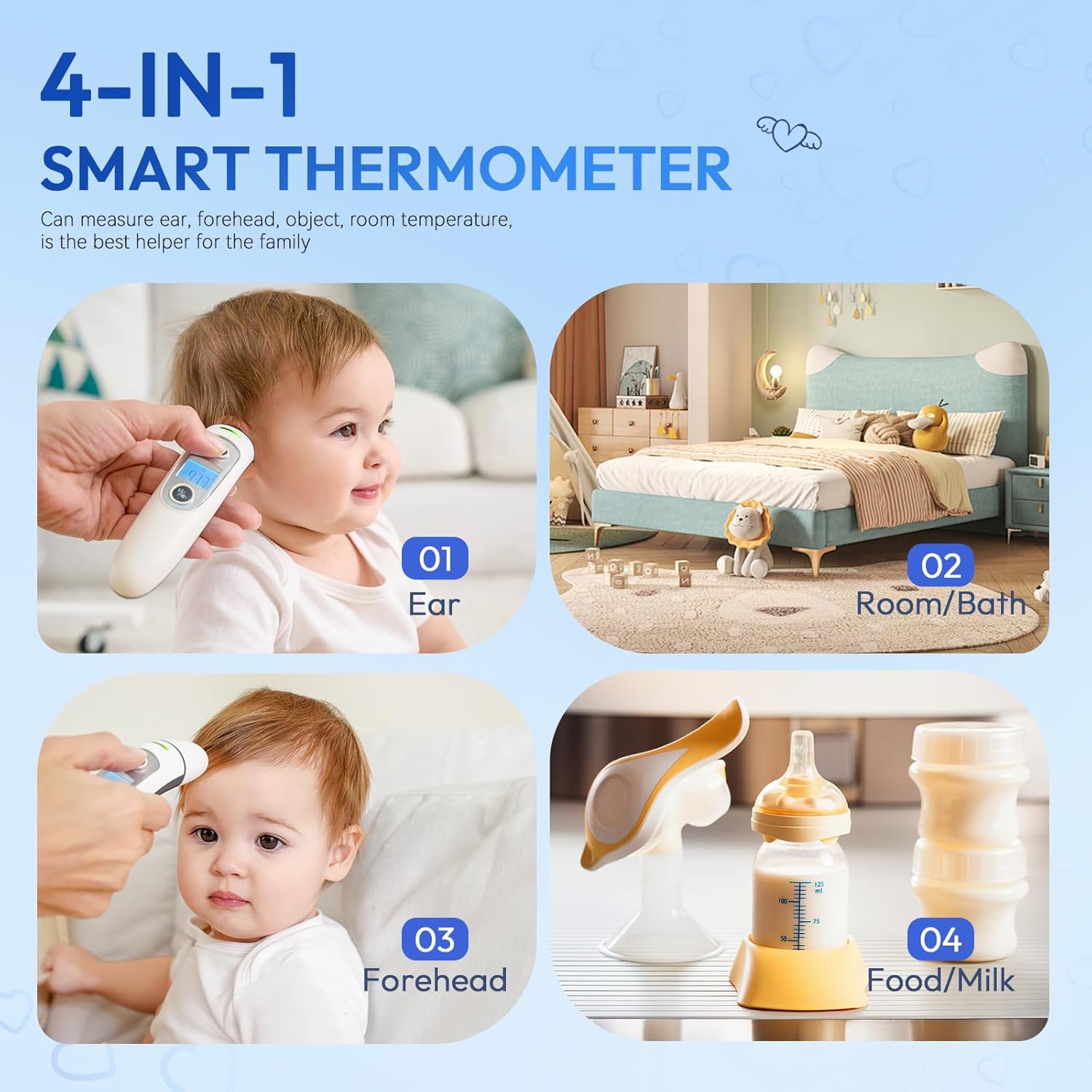 Digital Infrared Ear and Forehead Thermometer with Fever Alarm, 1-Second Readings

