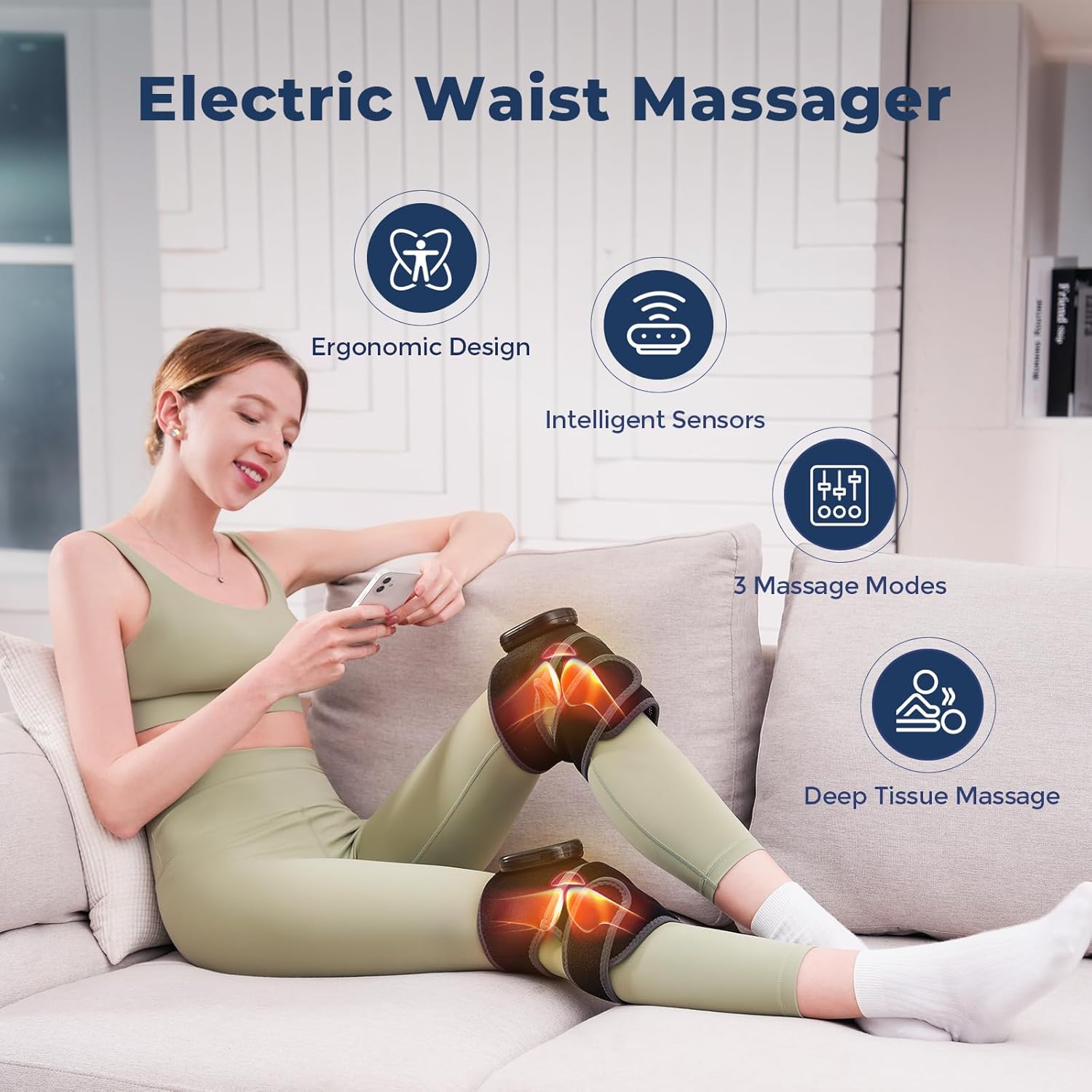 HOMRELEXA Cordless Heated Knee Massager 3-in-1 Knee Pad with Heat and Vibration

