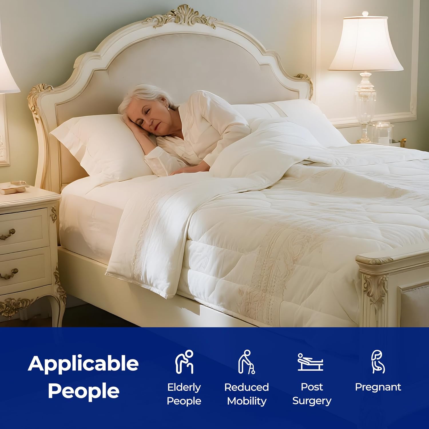 Bed Safety Assist Rail for Elderly Adults with Adjustable Height and LED Night Light

