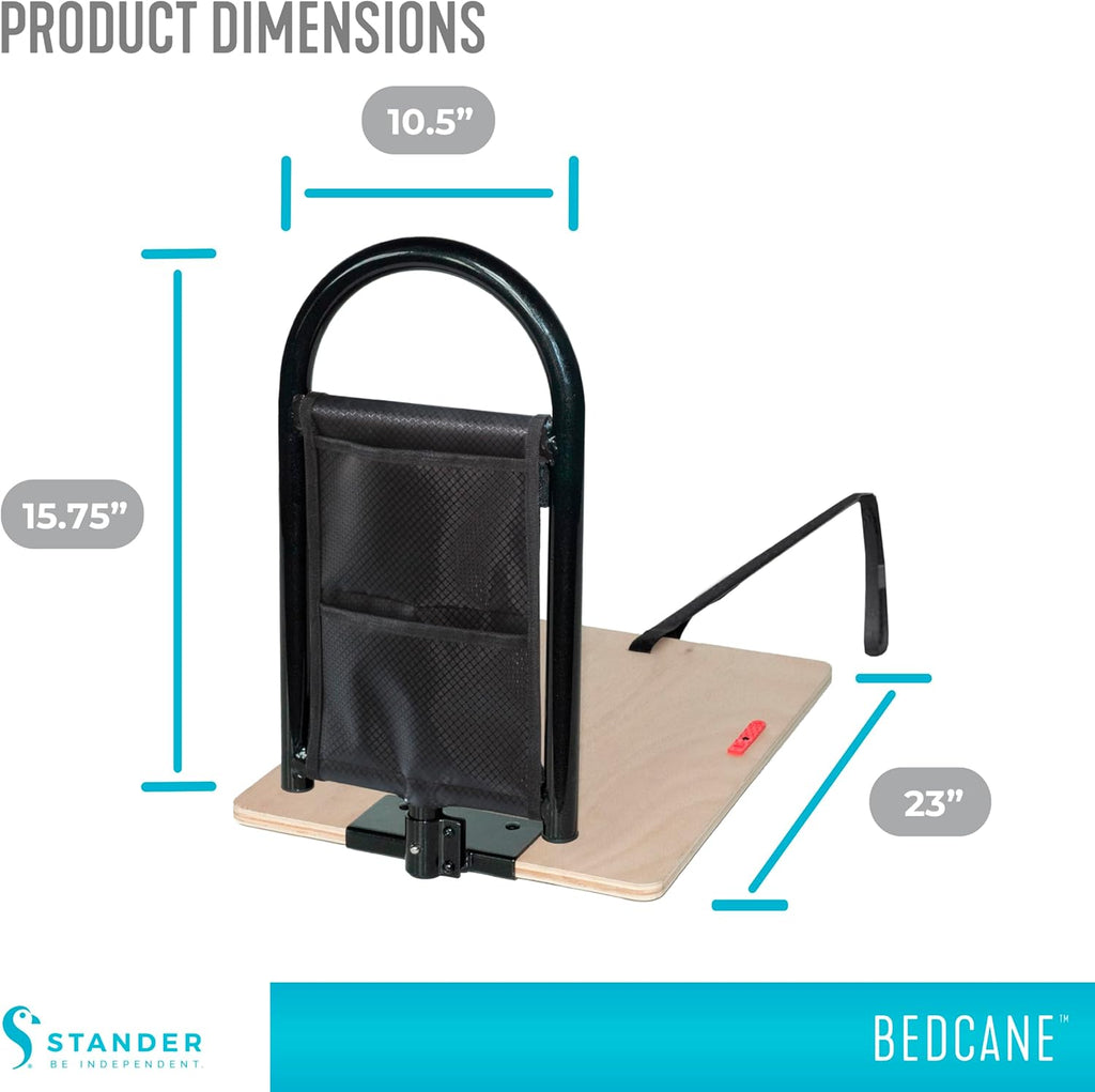 Stander Adult Portable Bed Rail with Safety Handle, Organizer Pouch, ASTM Approved

