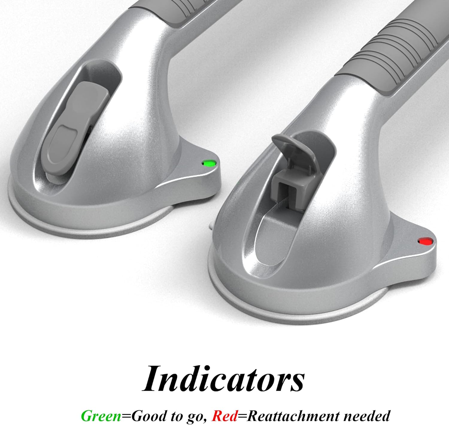 Suction Bath Grab Bar with Safety Indicators, Balance Assist Shower Handle


