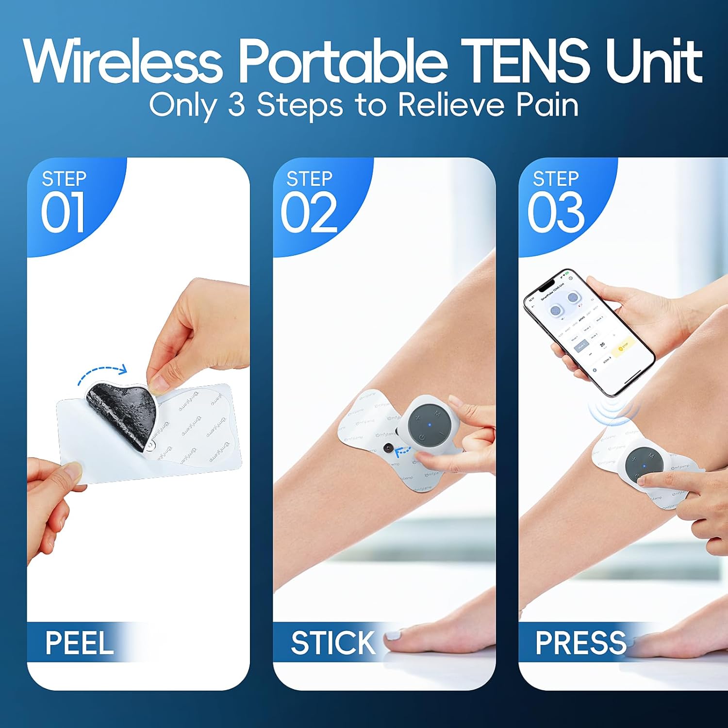Comfytemp Wireless TENS Unit Muscle Stimulator for Pain Relief, App-Controlled

