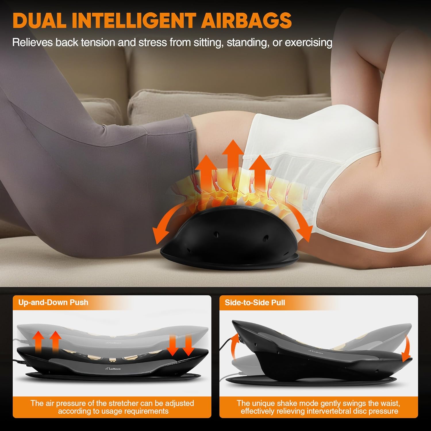 Electric Lumbar Traction Device with Heat, Red Light, Electrotherapy, Vibration


